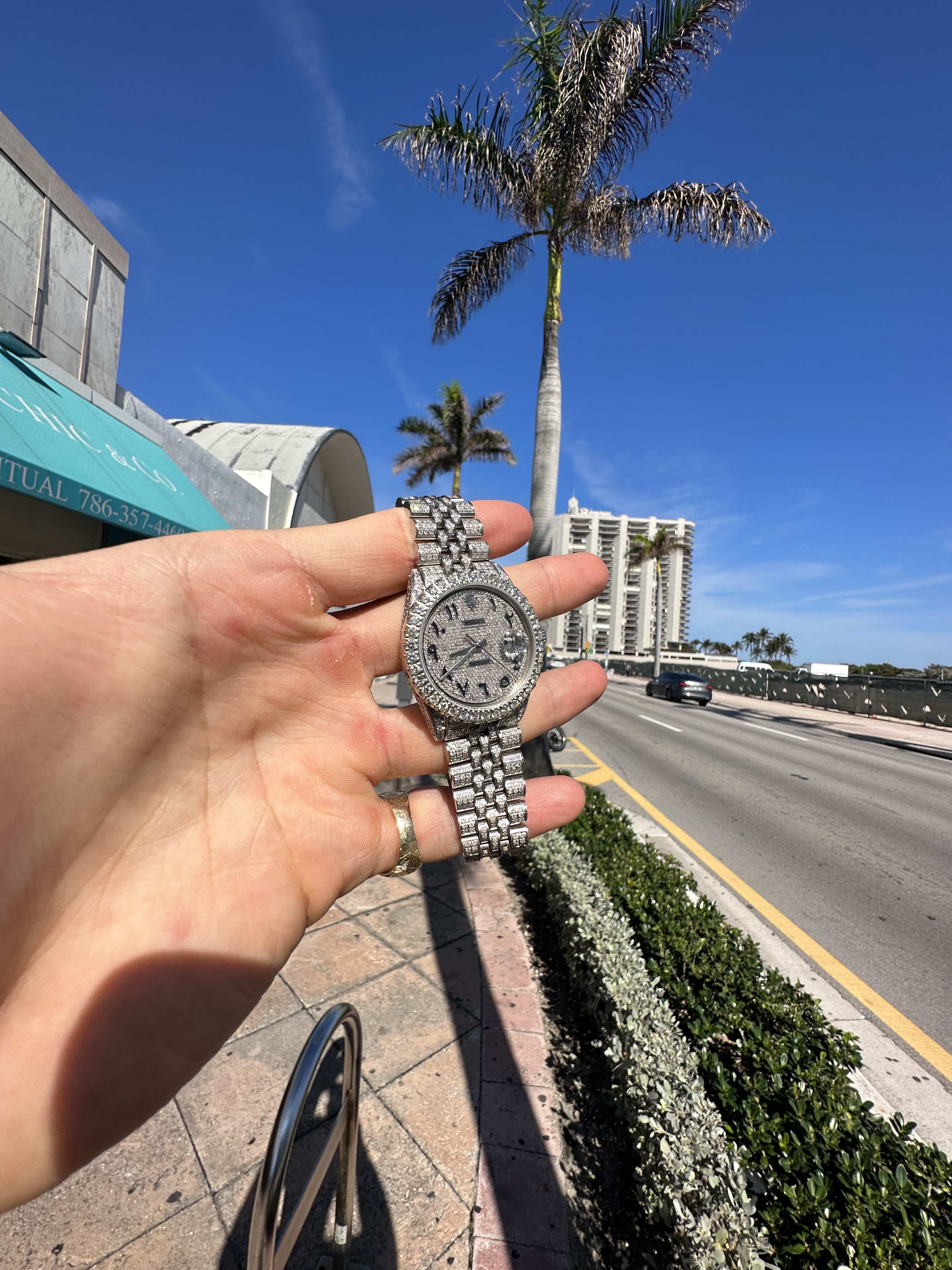 Bust Down Rolex 36mm Stainless Steel | 15 cts Natural VS1π