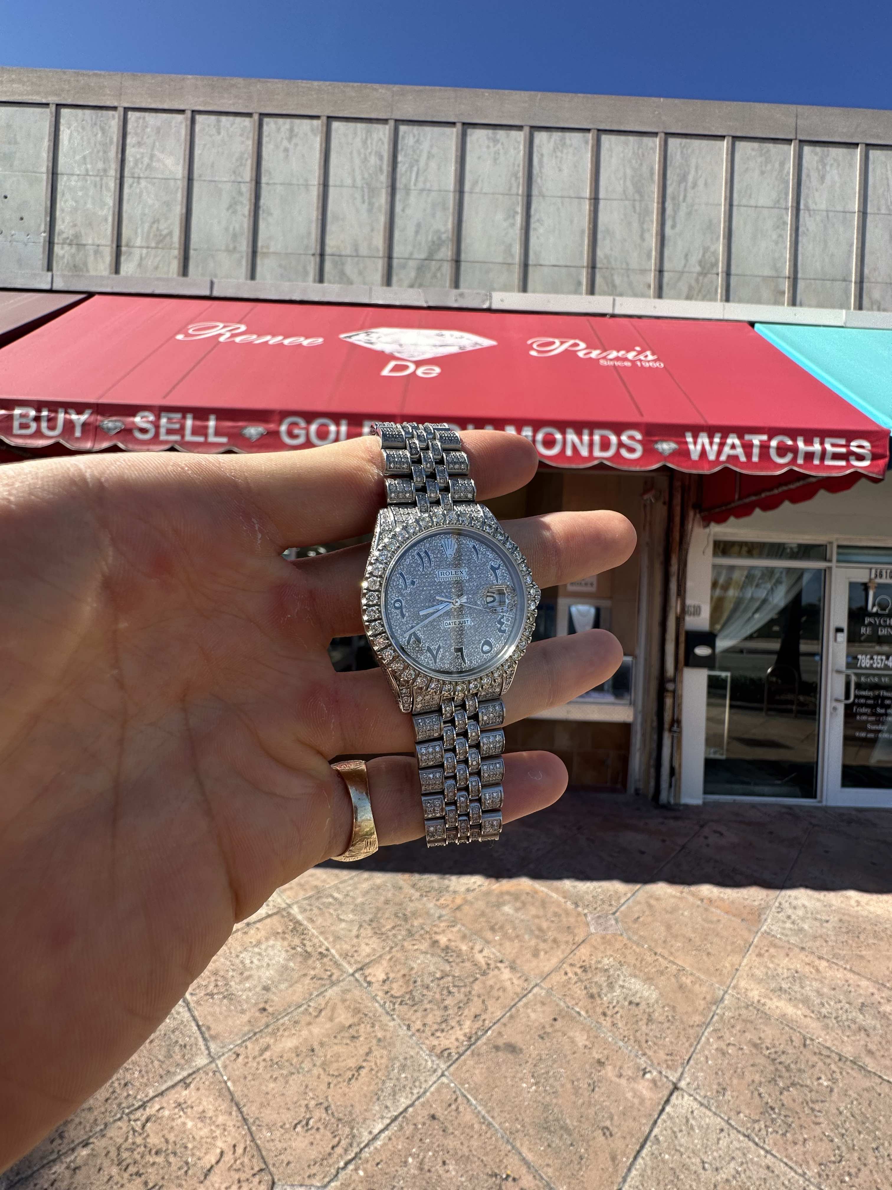 Bust Down Rolex 36mm Stainless Steel | 15 cts Natural VS1π