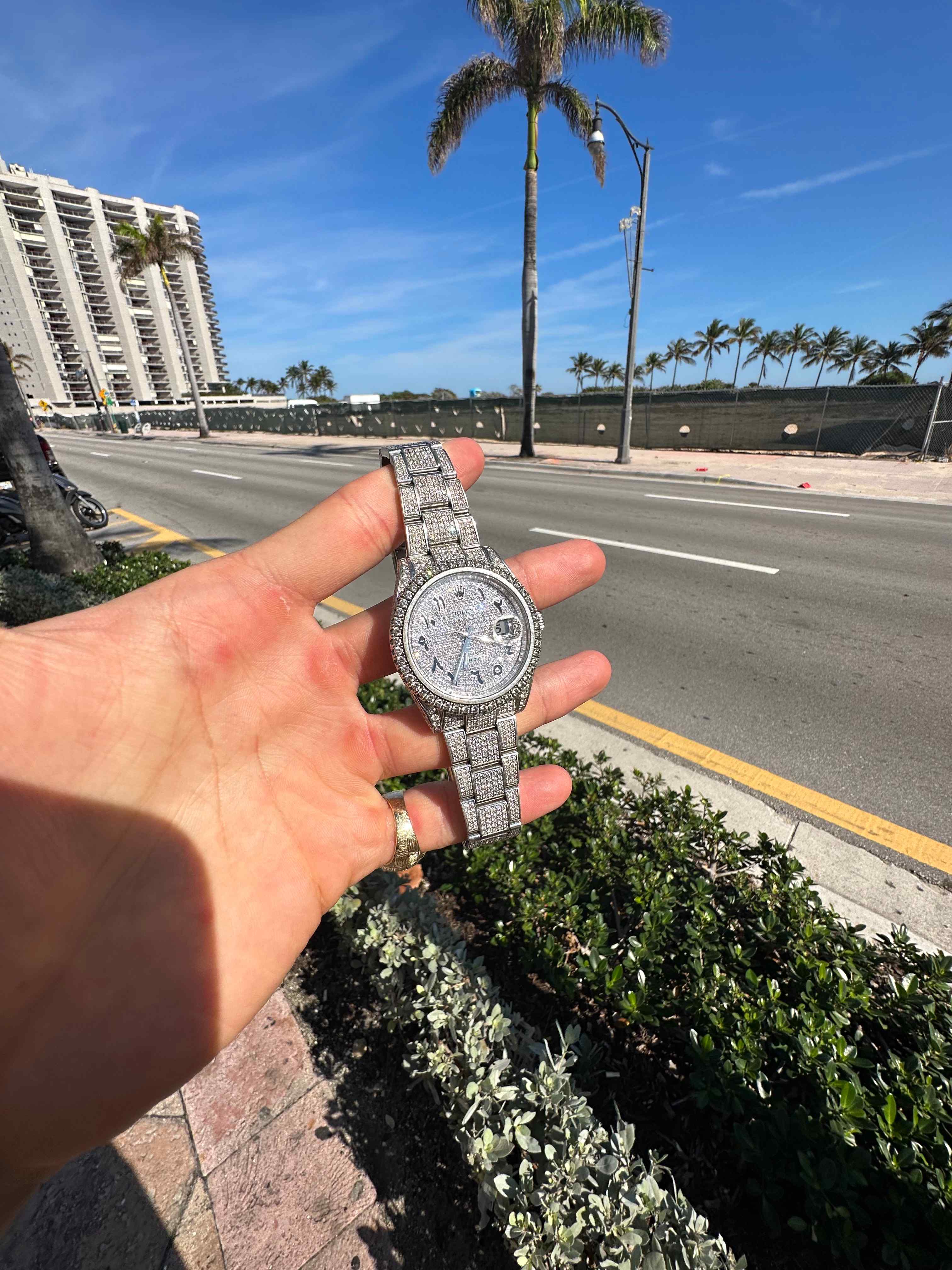 41mm Bust Down Rolex Stainless Steel VS1 Natural Diamonds