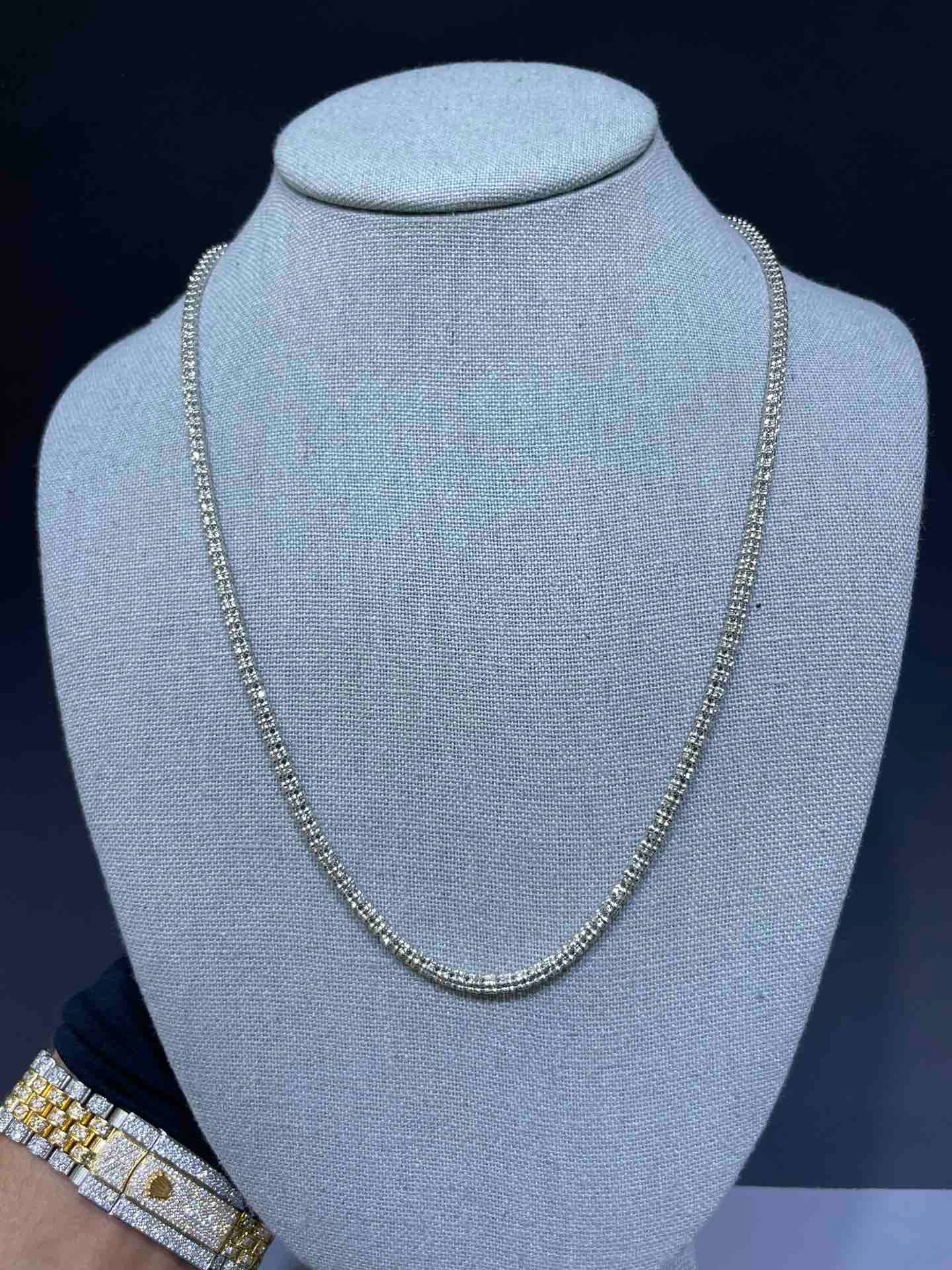 Diamond Cut White Gold Chain