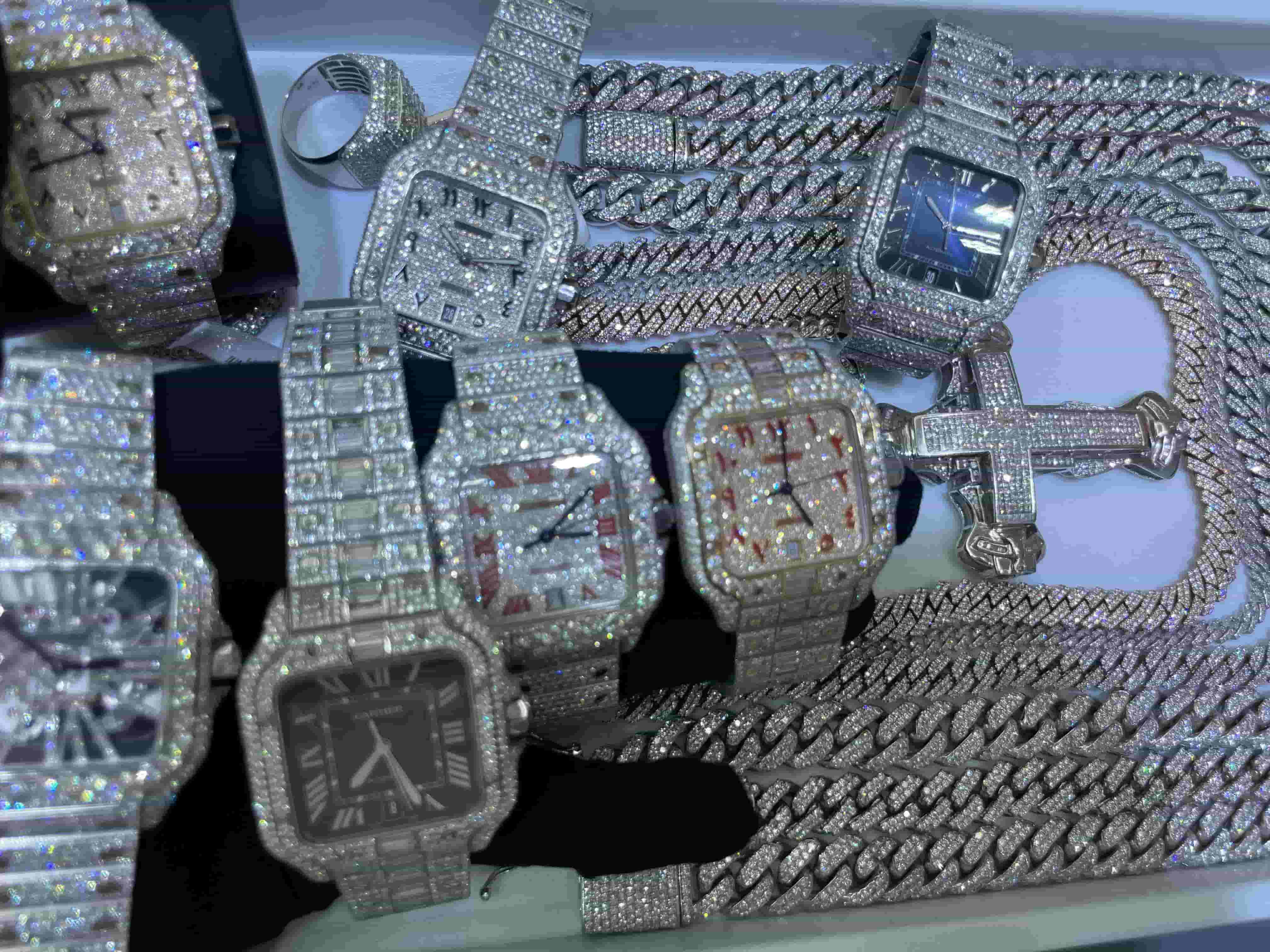 iced out cartier watch