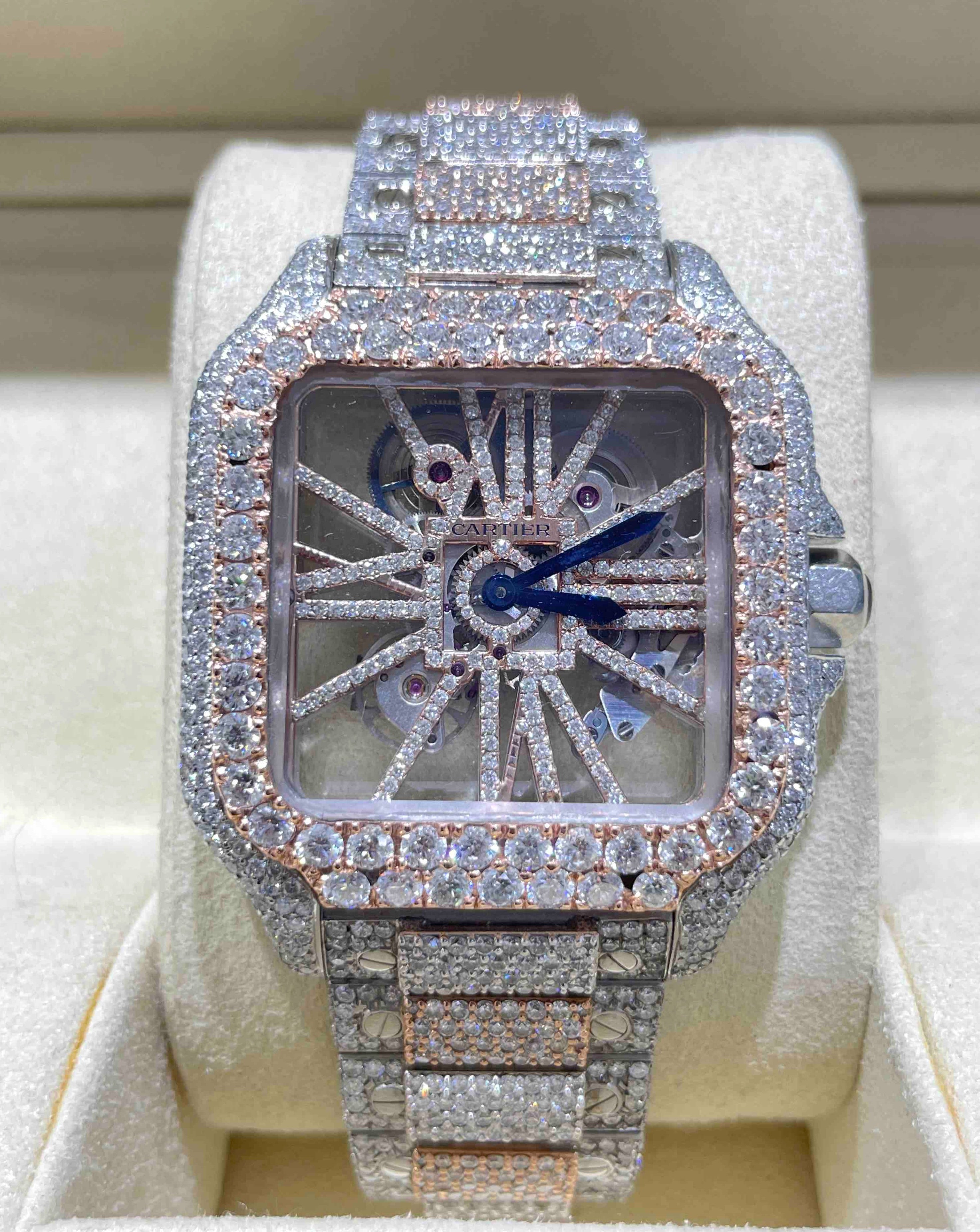 Iced Out Skeleton Cartier Watch