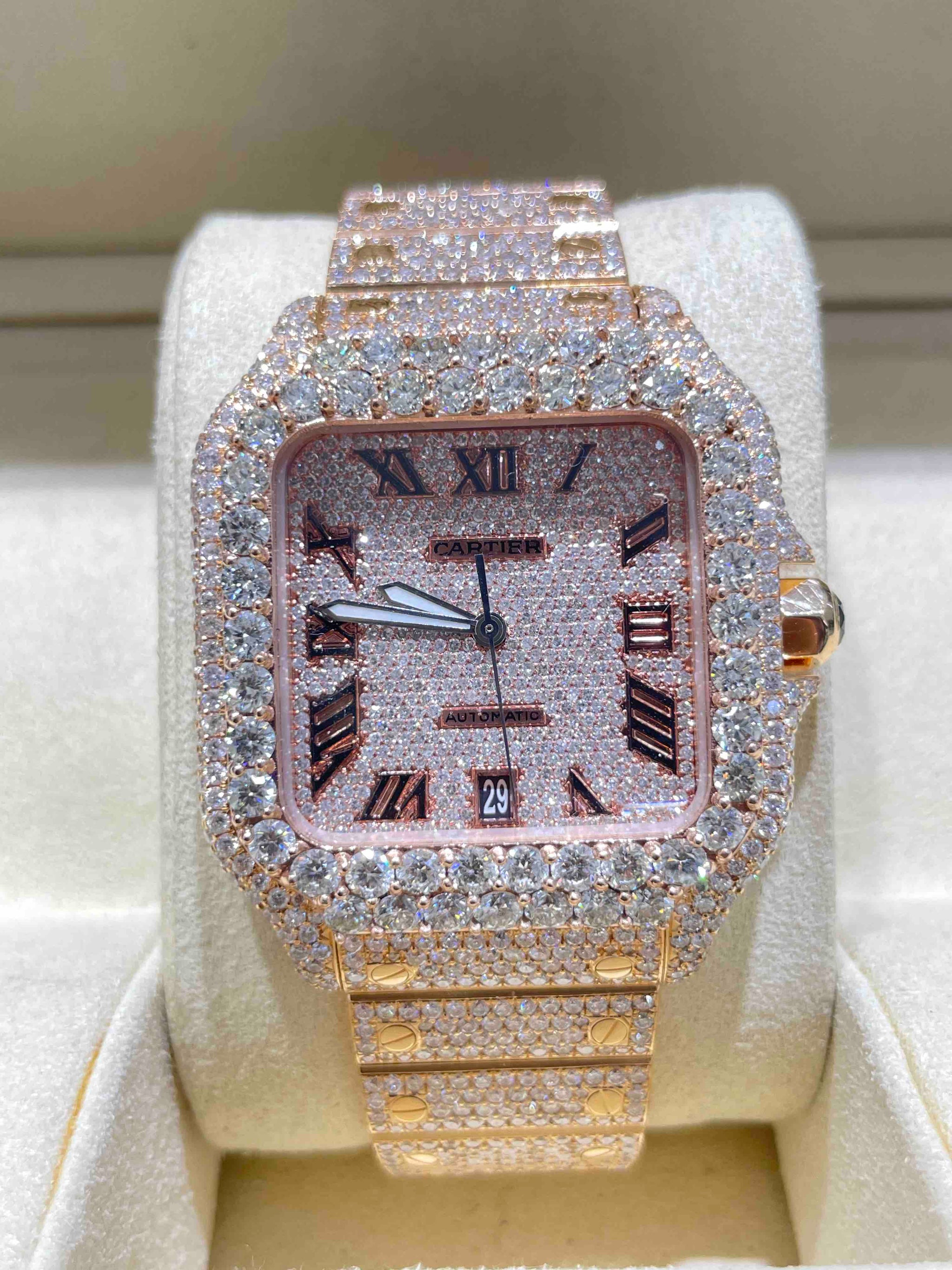 41MM Bust Down Cartier Santos Rose Gold VVS - Main Image
