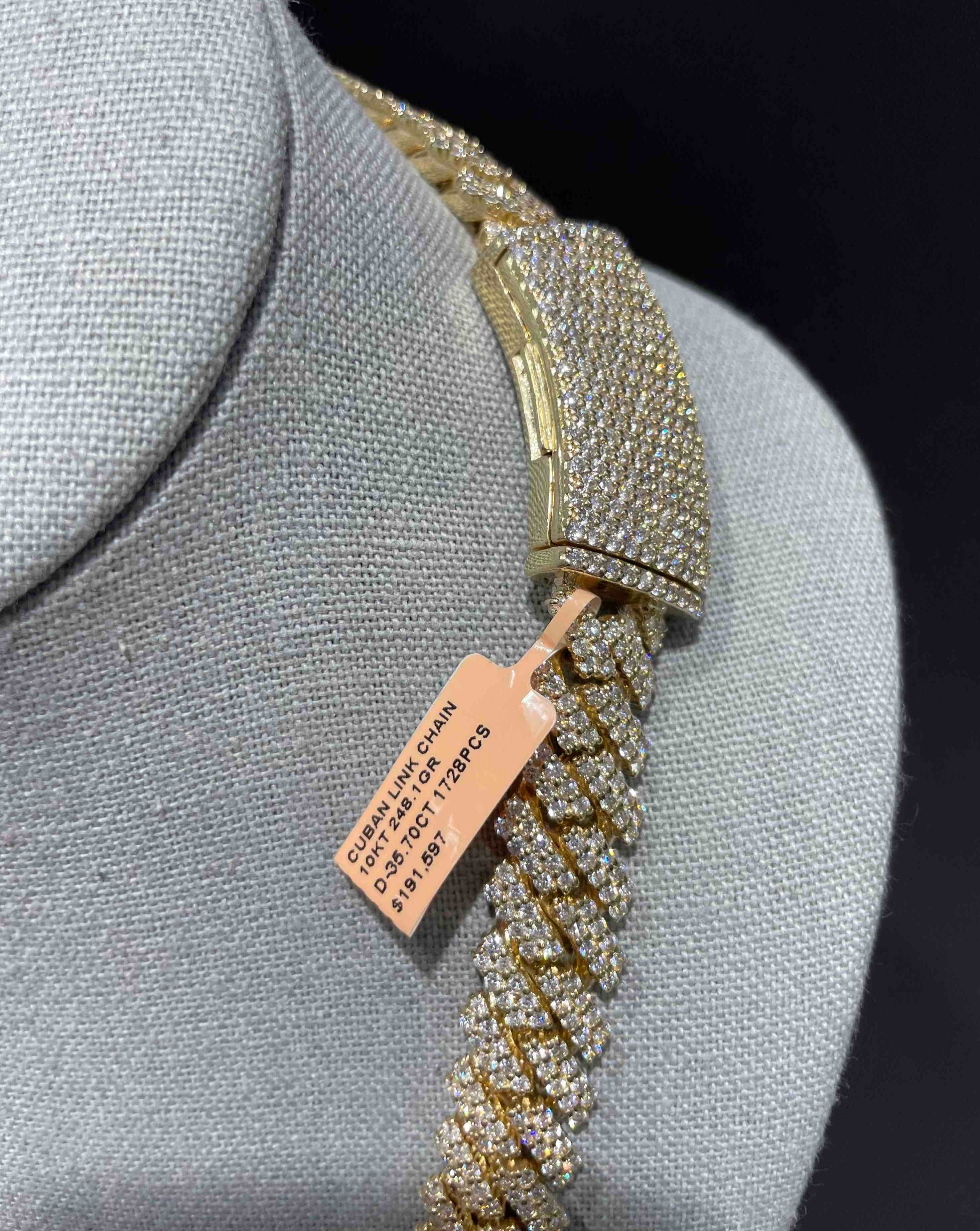 Iced Out Cuban Link Chain VVS weighing 248 grams