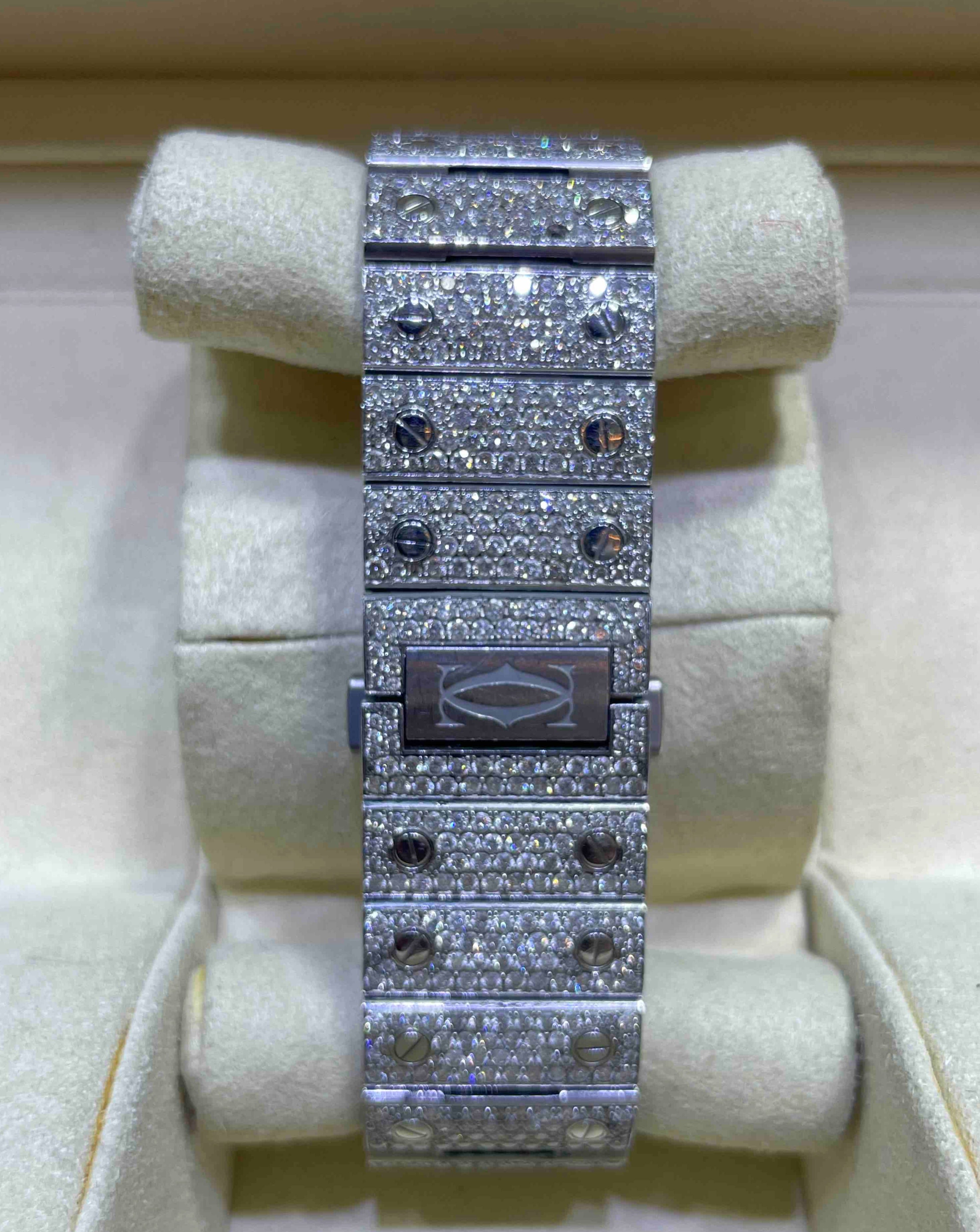 Iced Out Cartier Watch Blue Face