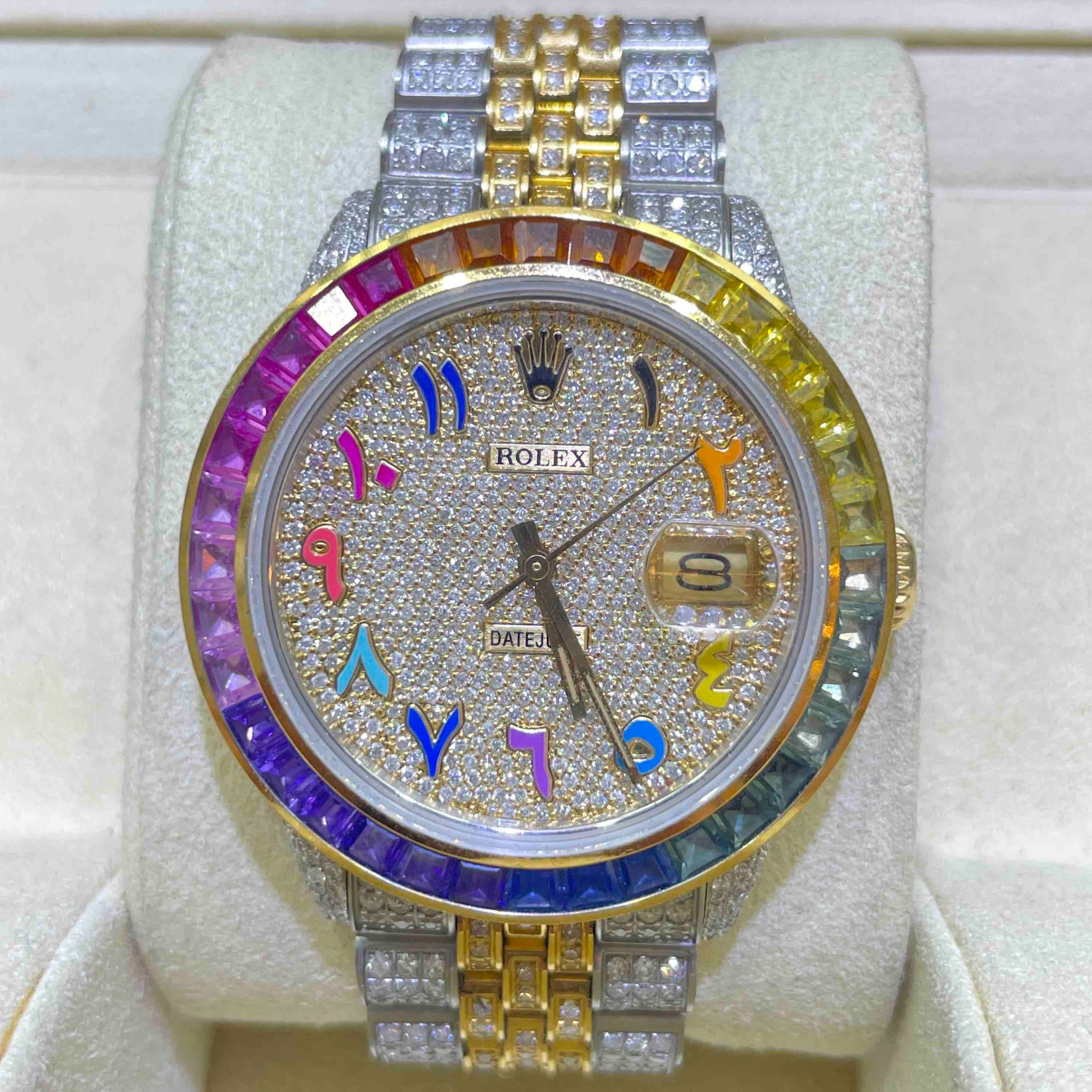 Iced Out Rainbow Rolex