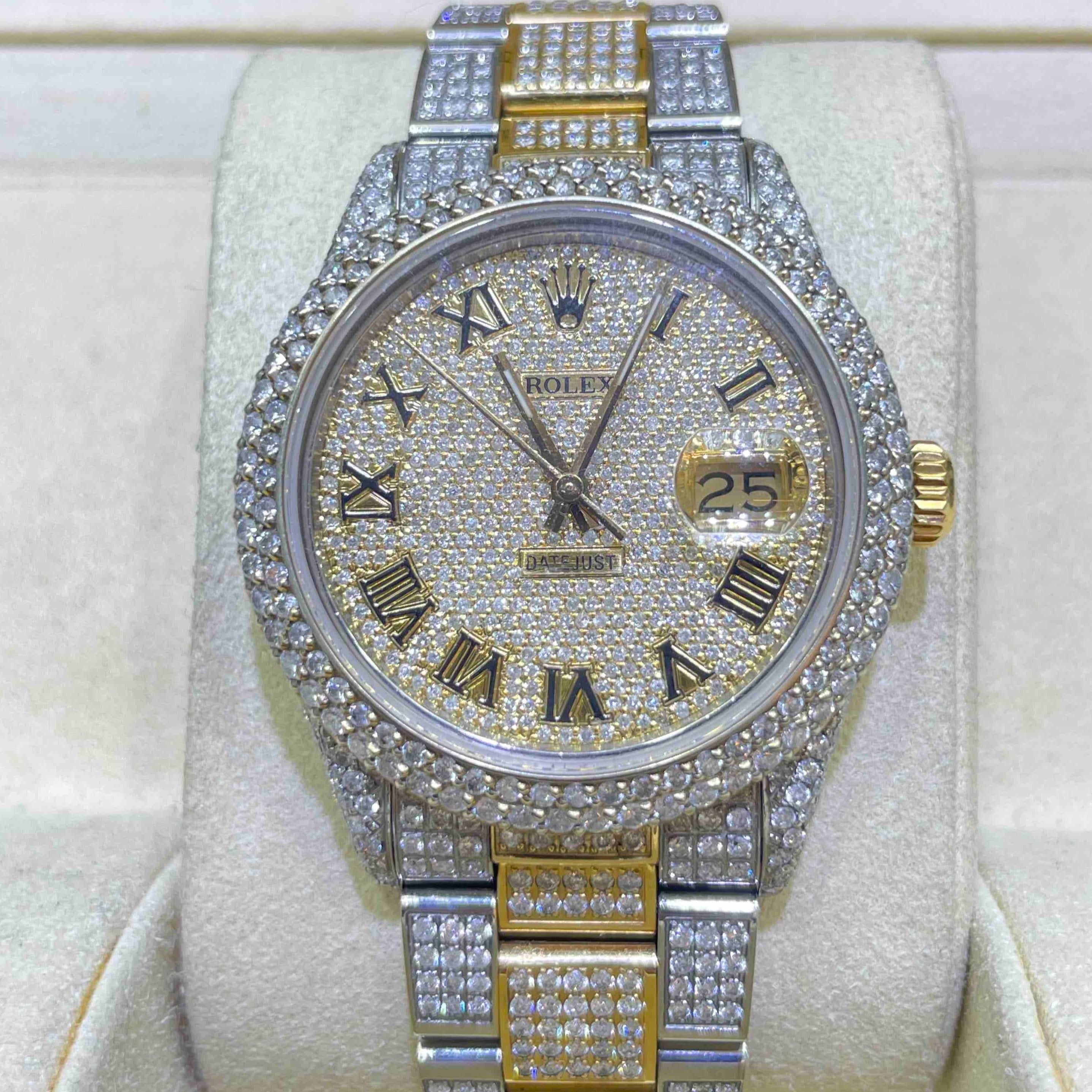 iced out rolex roman dial