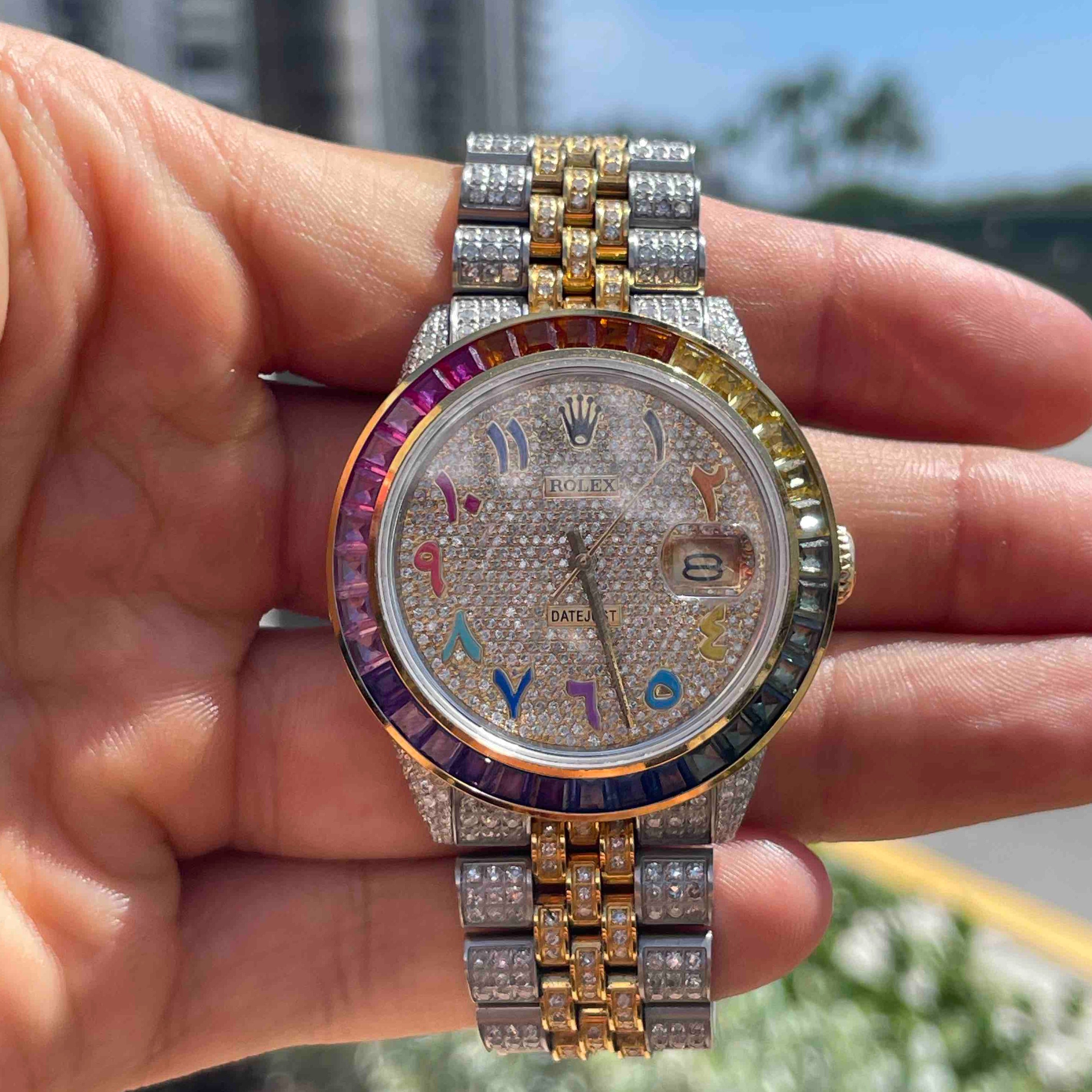 Iced Out Rainbow Rolex