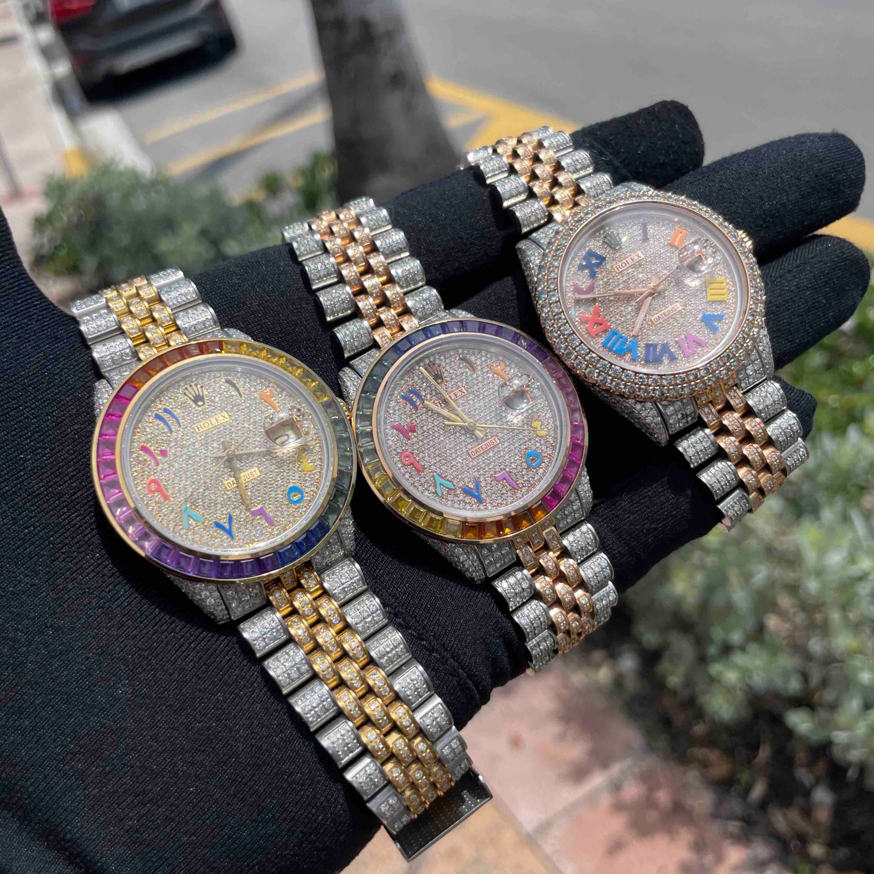 bust down rainbow rolex watches