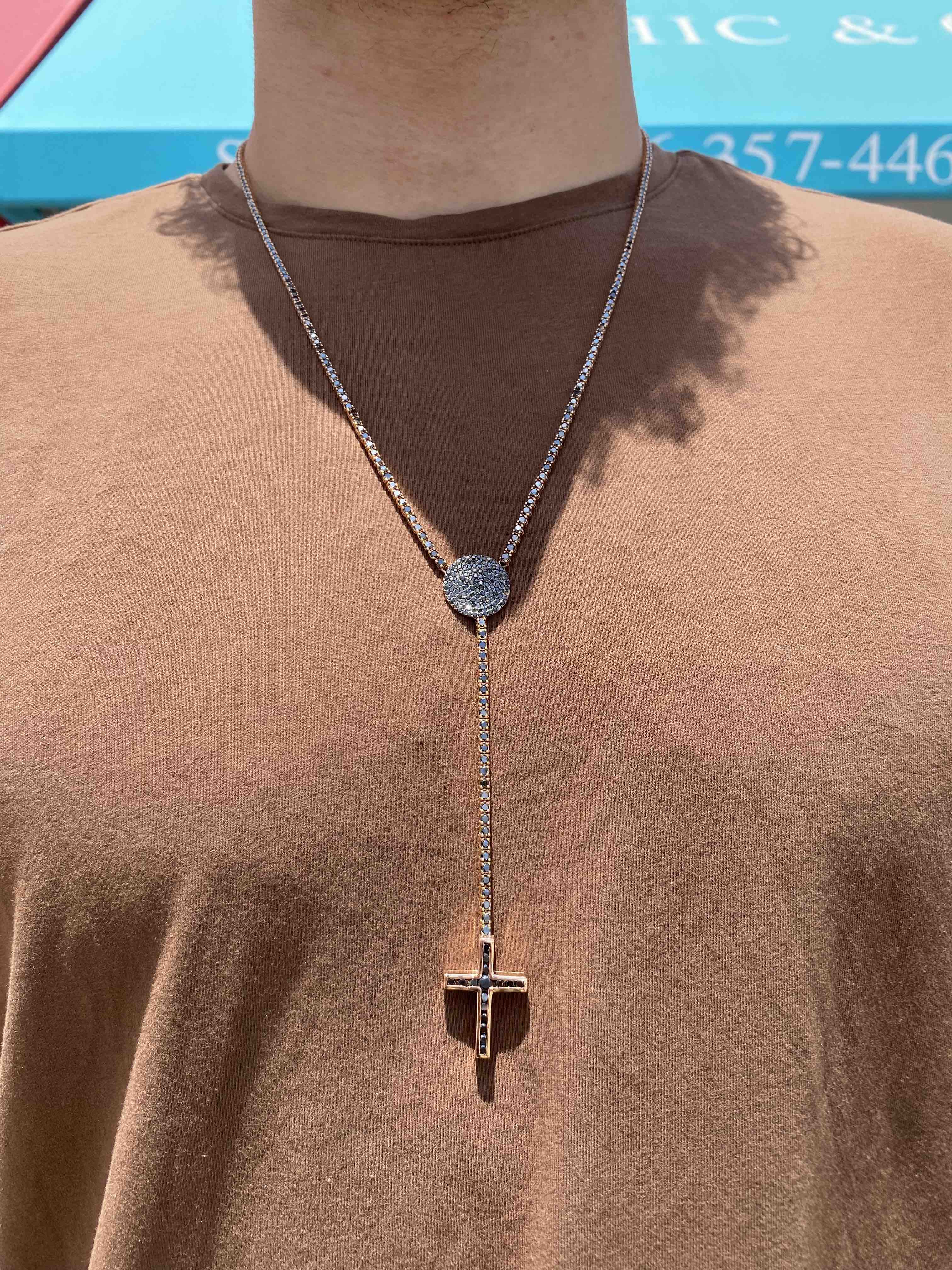 rose gold diamond cross necklace