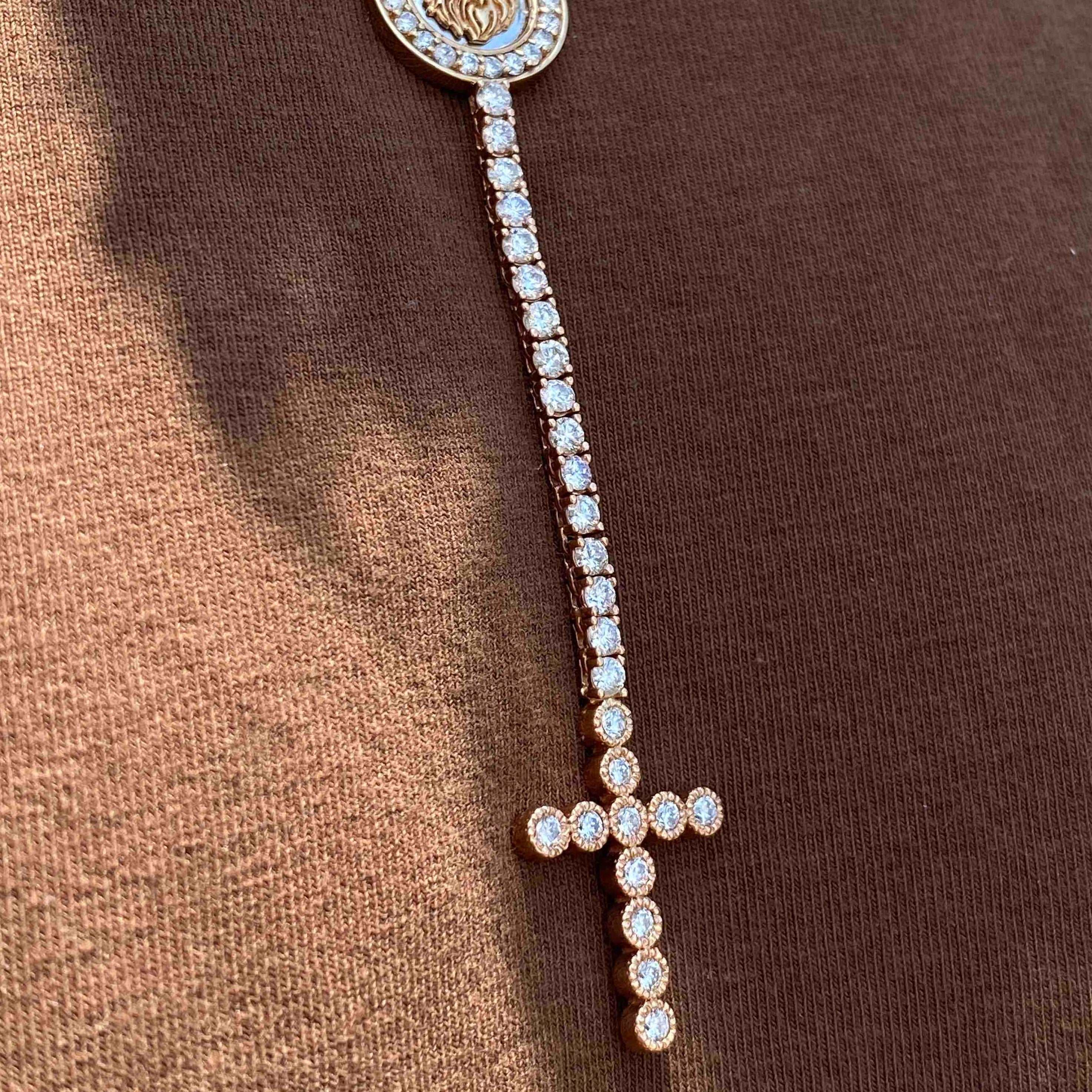 14k Iced Out Cross Chain