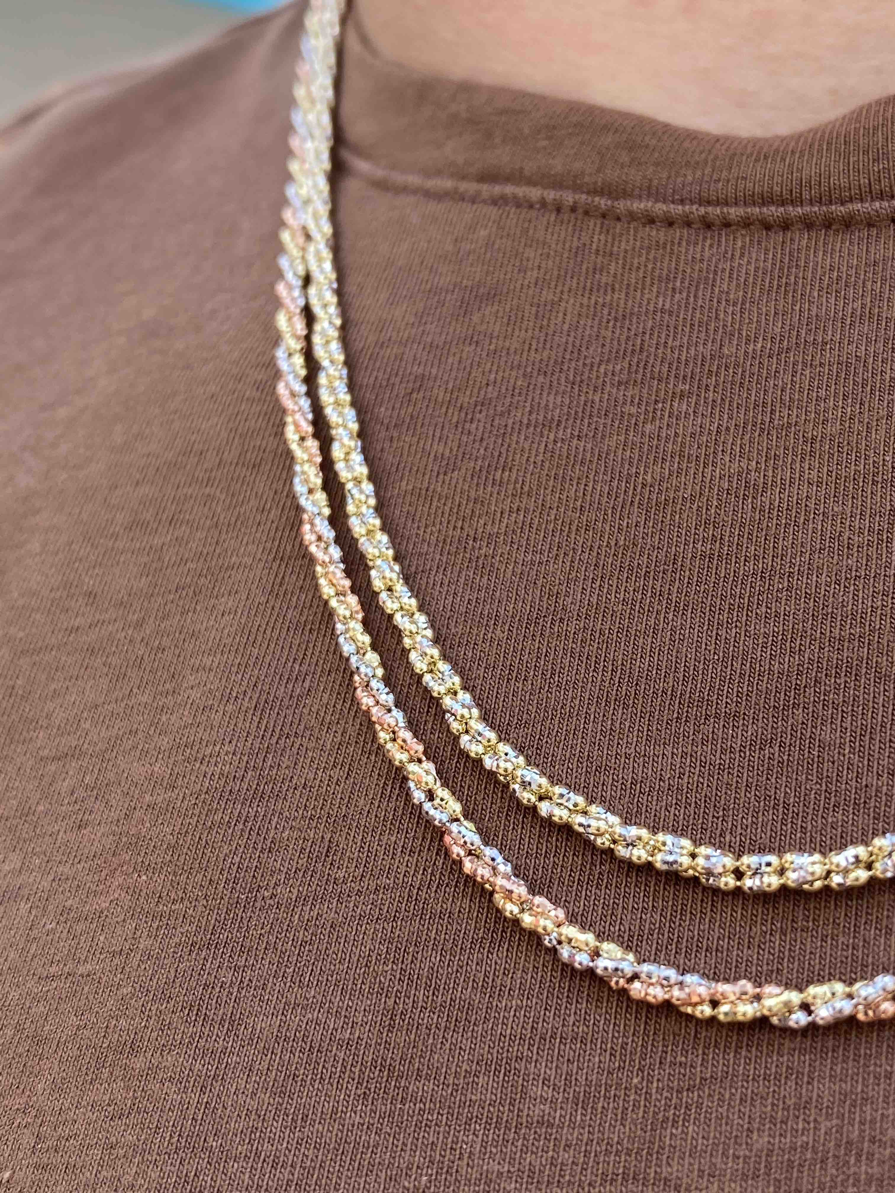 14k Yellow Gold Popcorn Chain