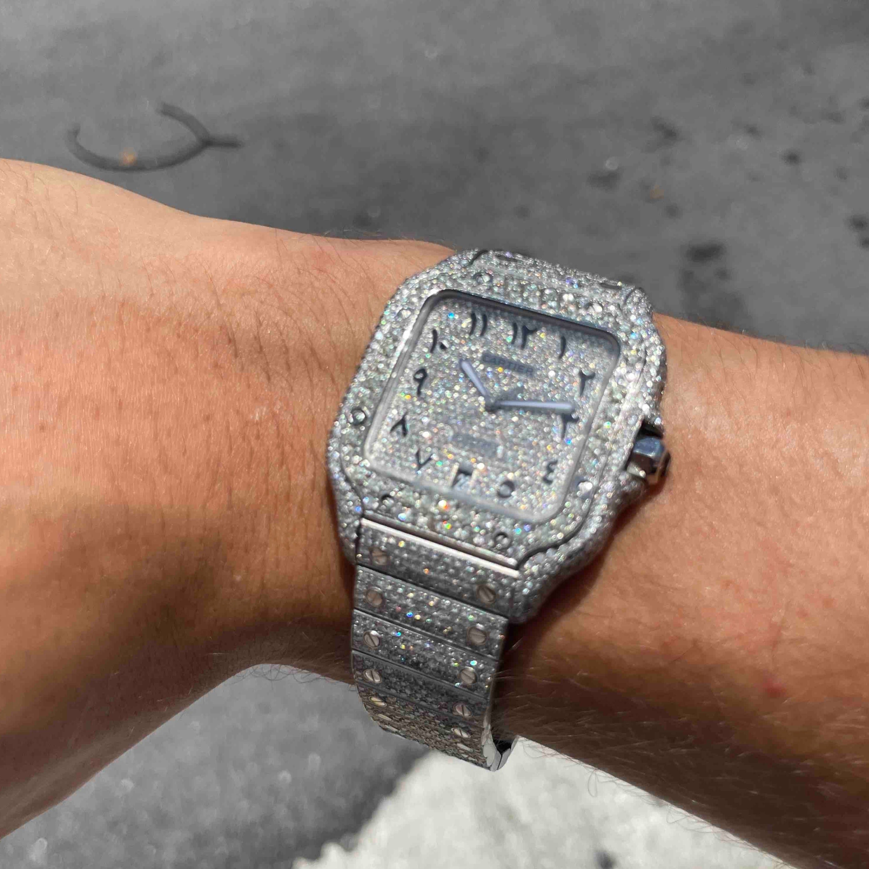 iced out cartier watch