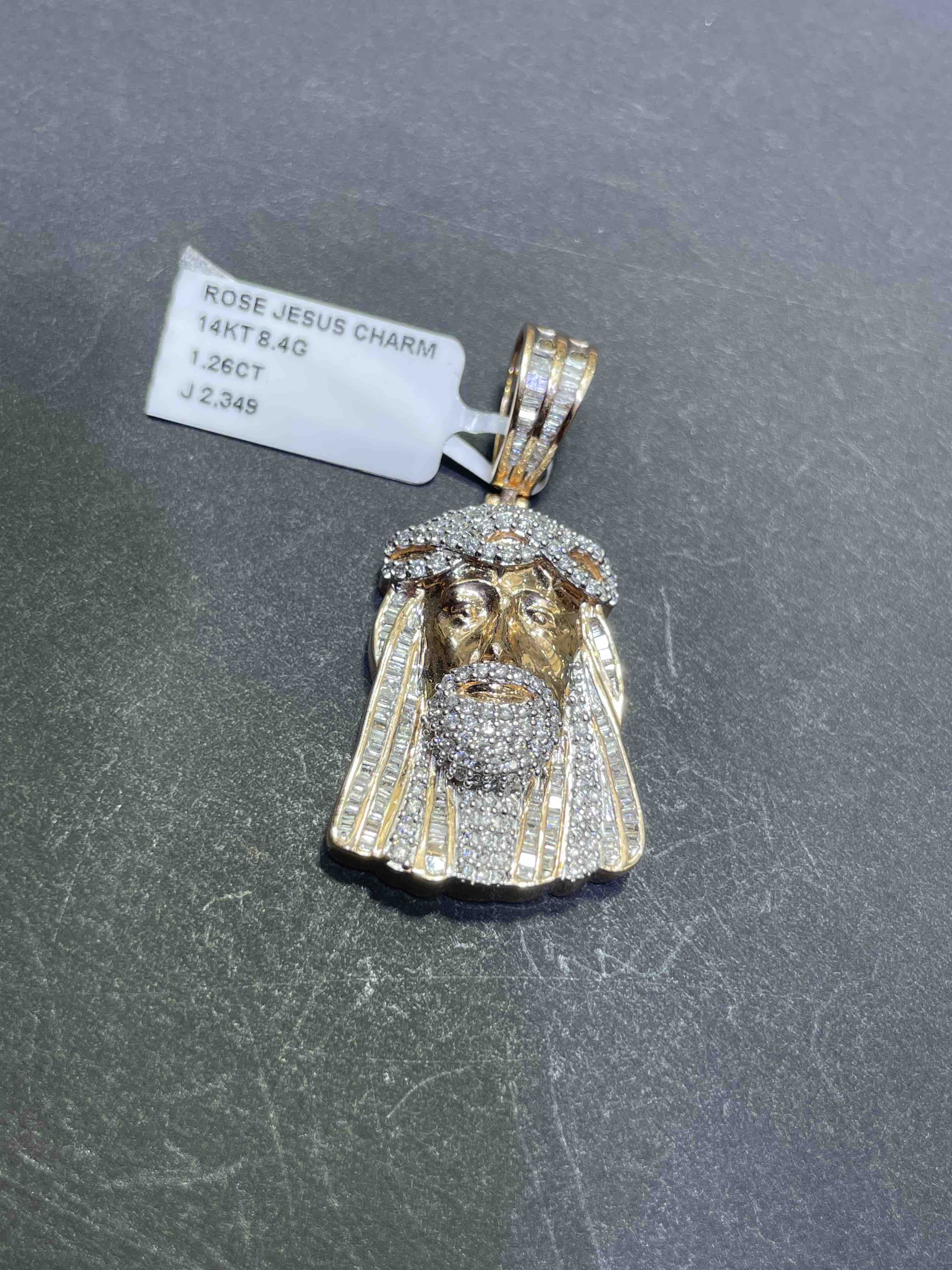 Rose Gold Jesus Charm Iced Out