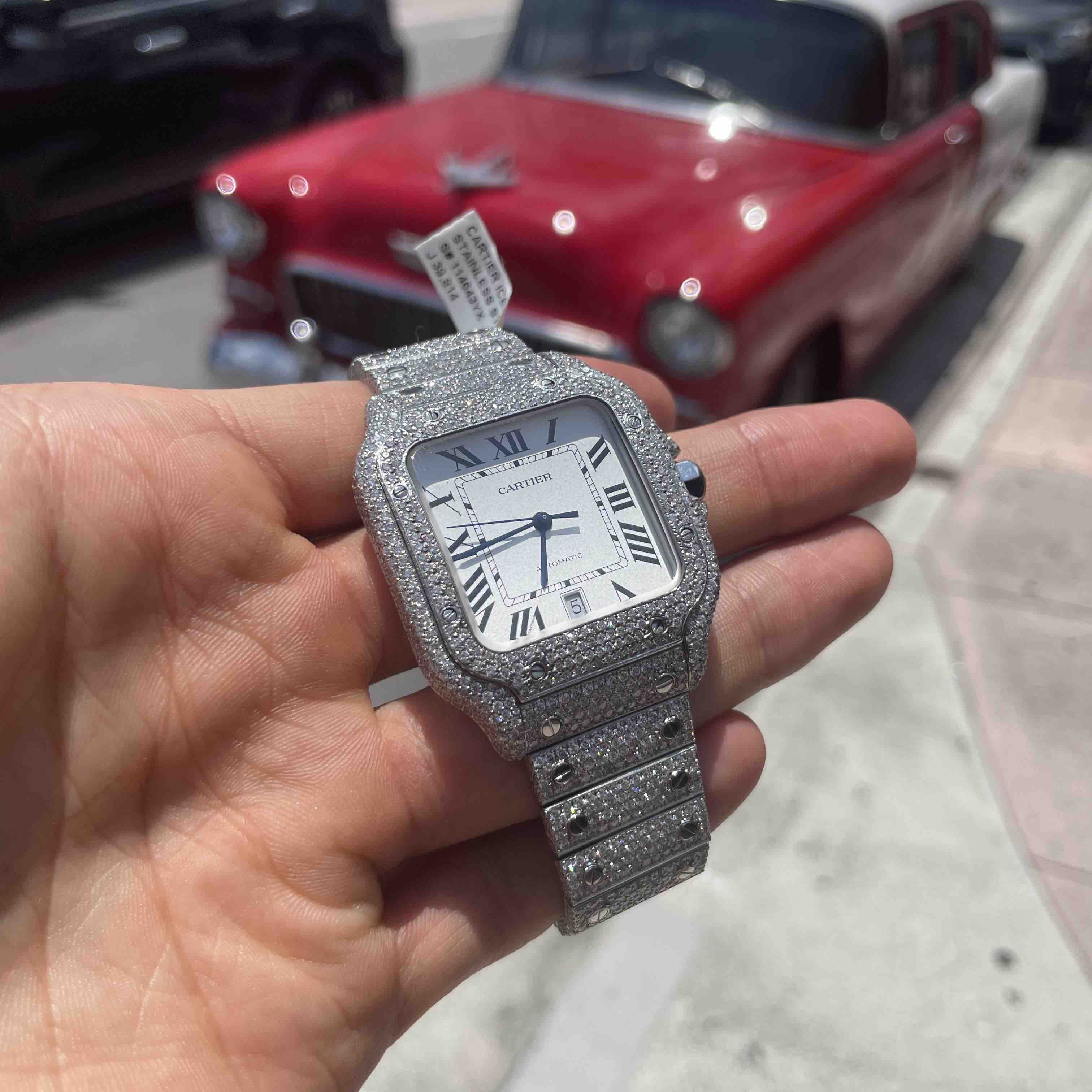 iced out cartier santos