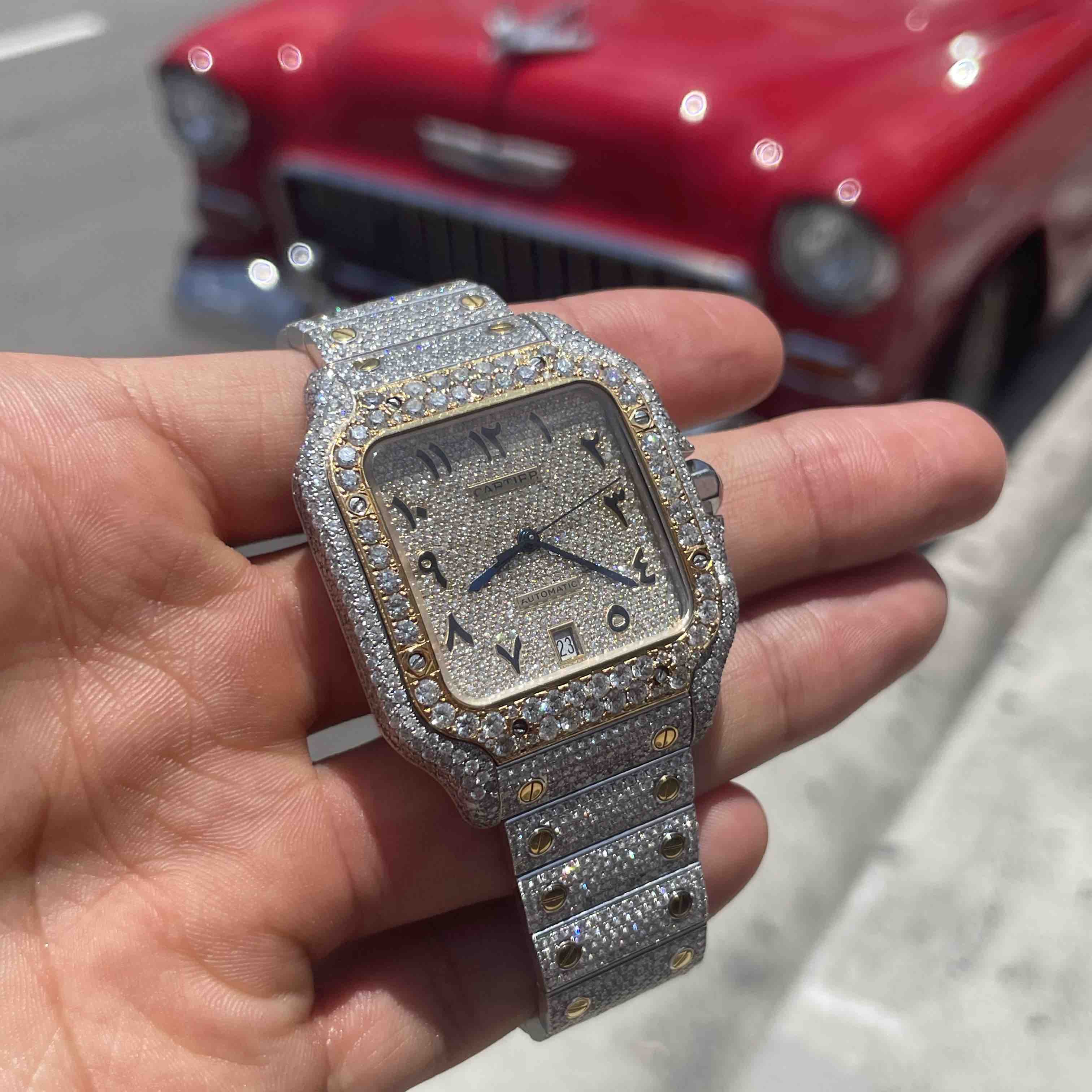 Cartier Santos Iced Out Arabic