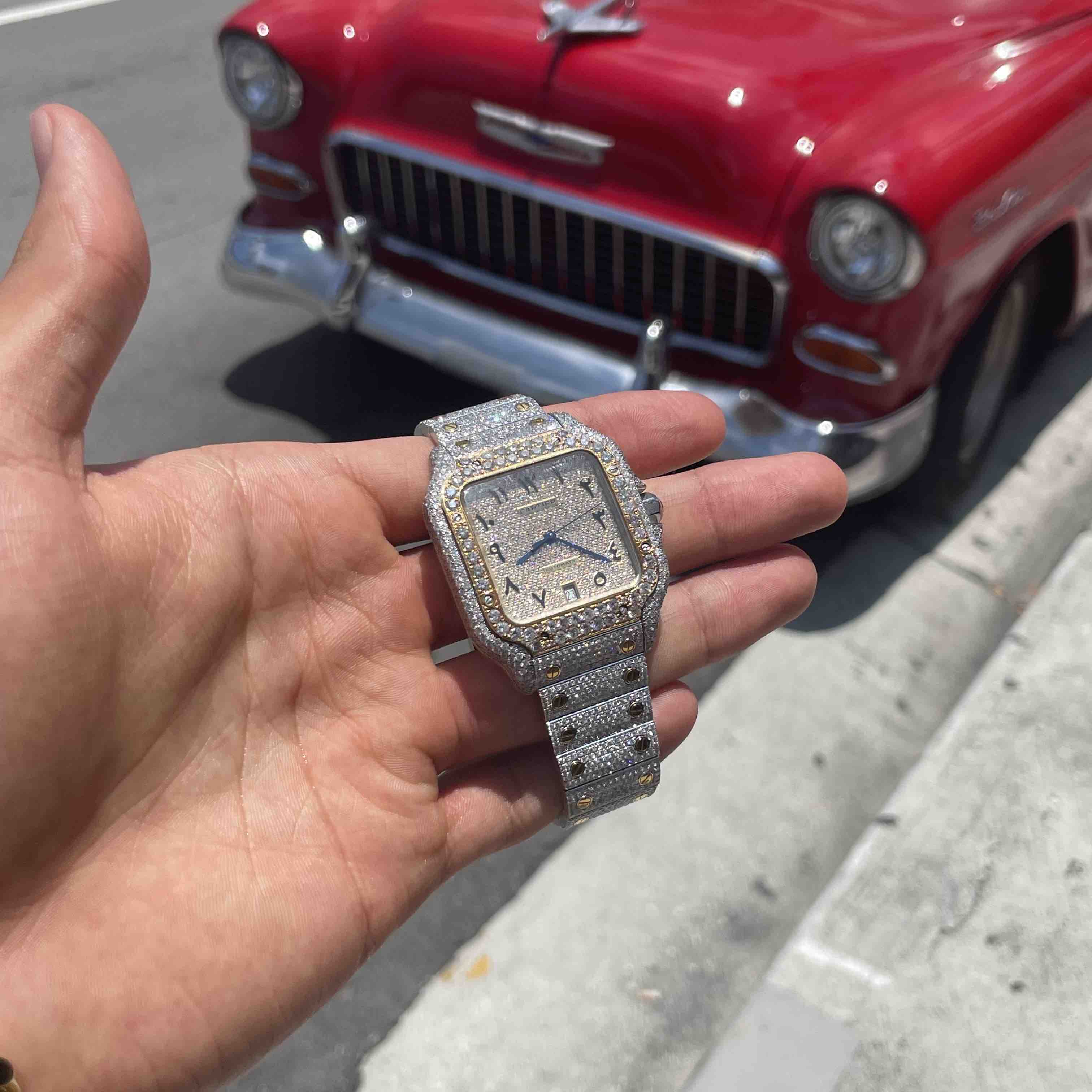 Cartier Santos Iced Out Arabic