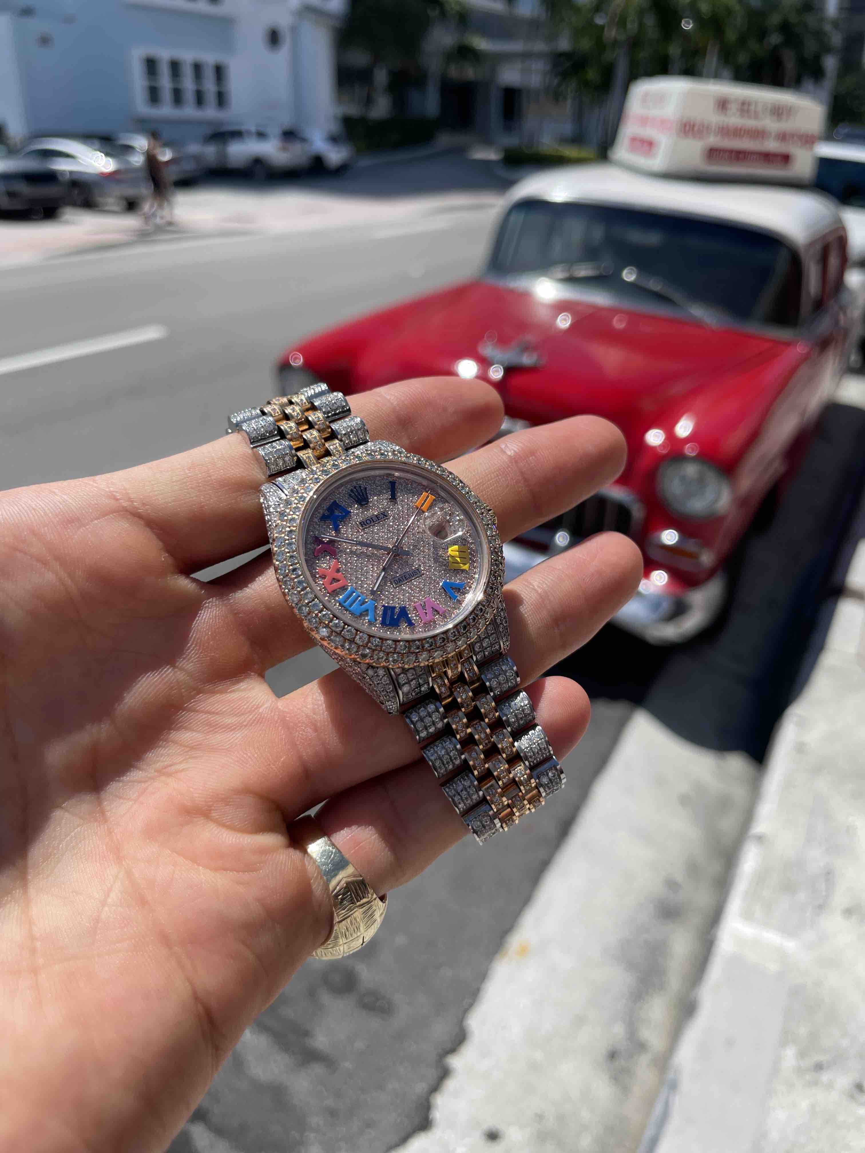 bust down rolex rainbow Watch