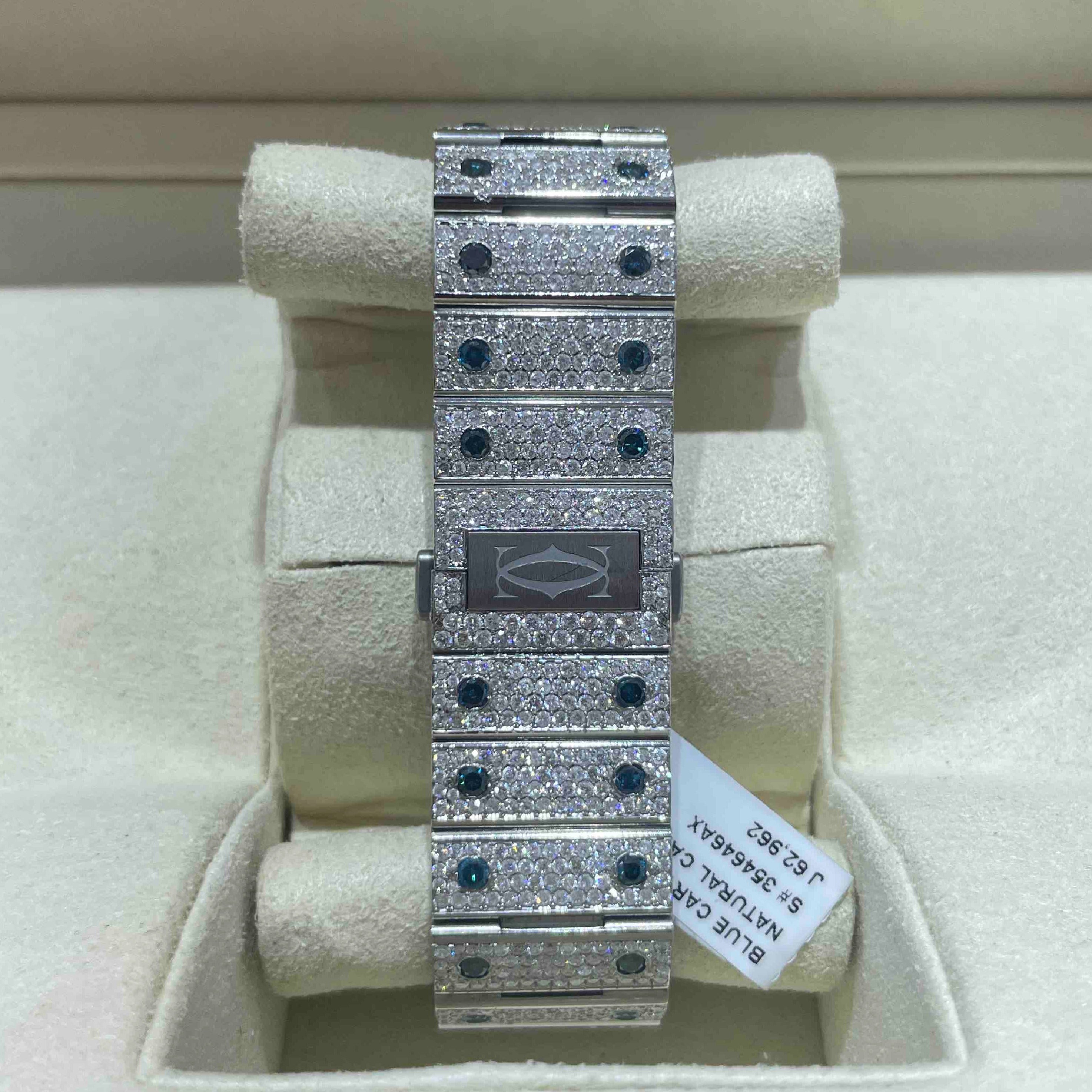 SAPPHIRE ICED OUT CARTIER WATCH