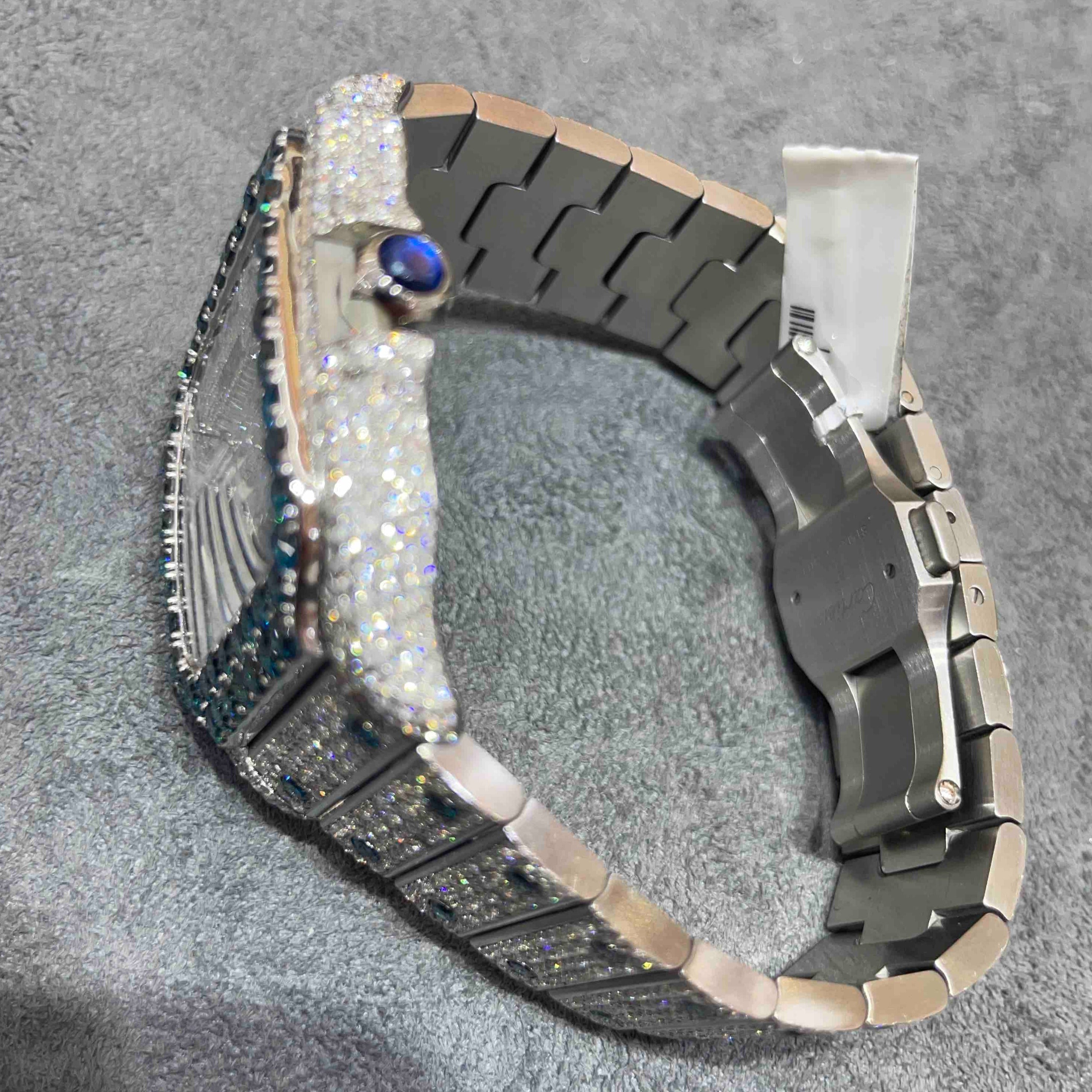 SAPPHIRE ICED OUT CARTIER WATCH | BRAND NEW | 18 cts