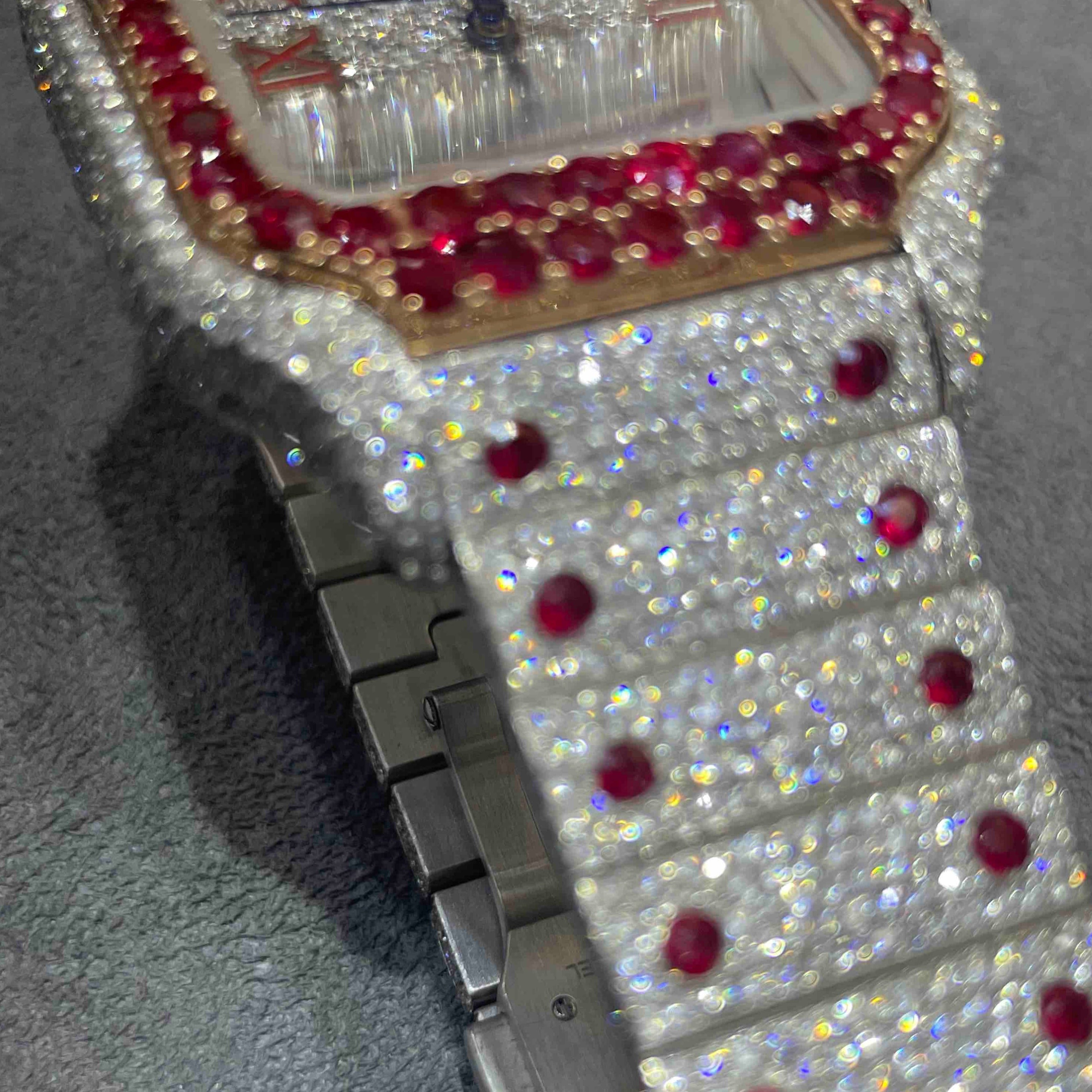 41mm RUBY ICED OUT CARTIER WATCH | BRAND NEW | 18 cts
