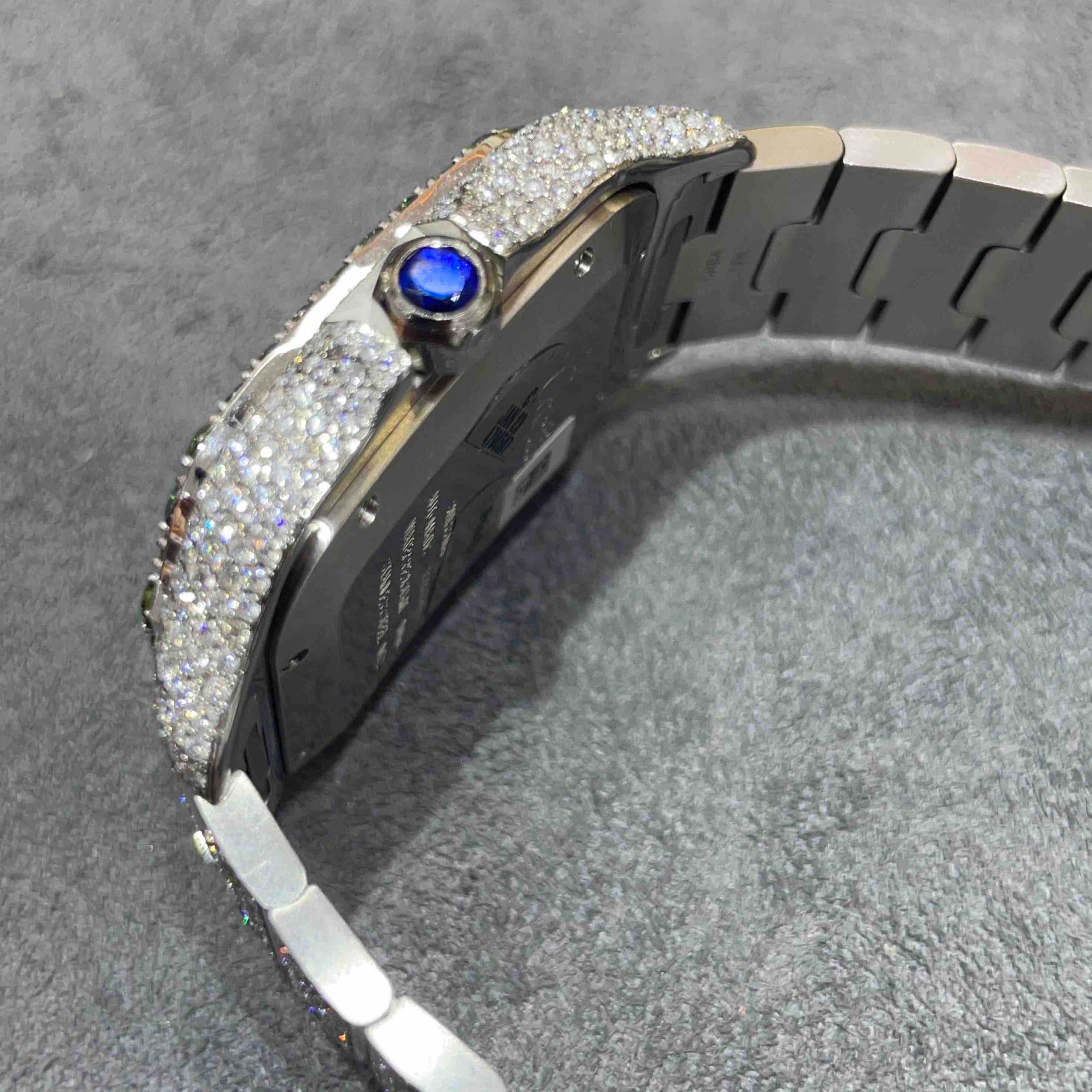 EMERALD ICED OUT CARTIER WATCH | BRAND NEW | 18 cts | White