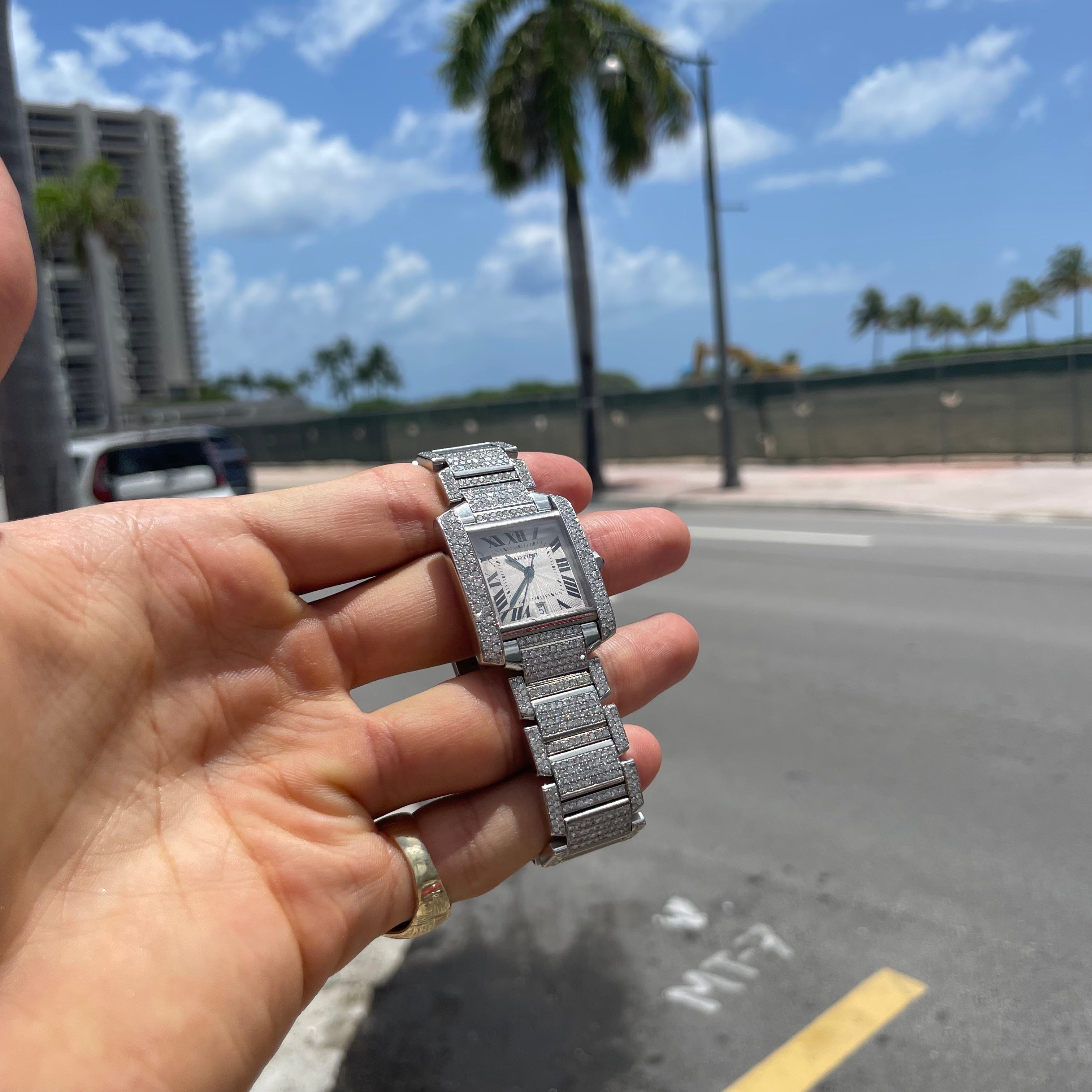 Cartier Tank FRANÇAISE Iced Out Watch