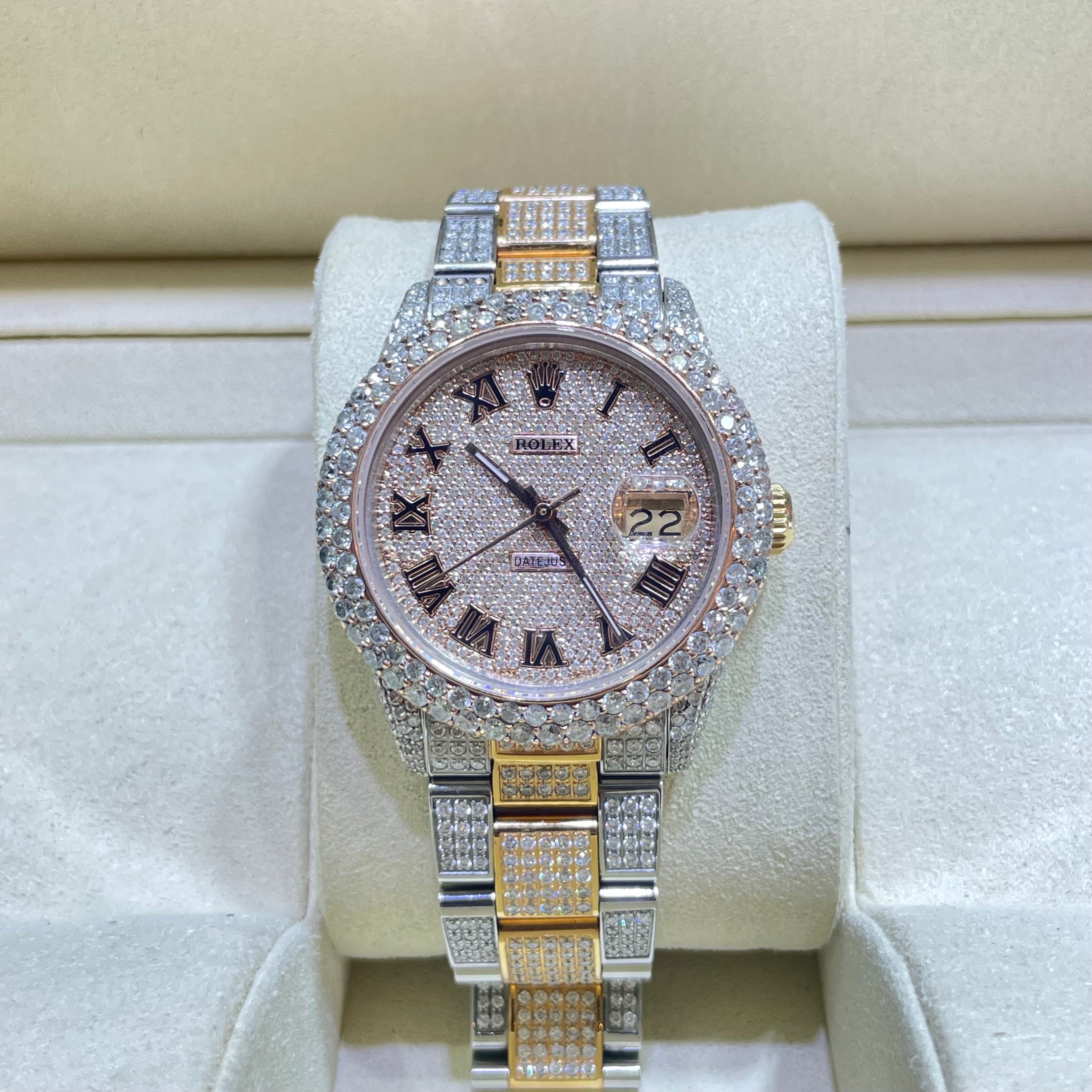 36mm Rose Gold Iced Out