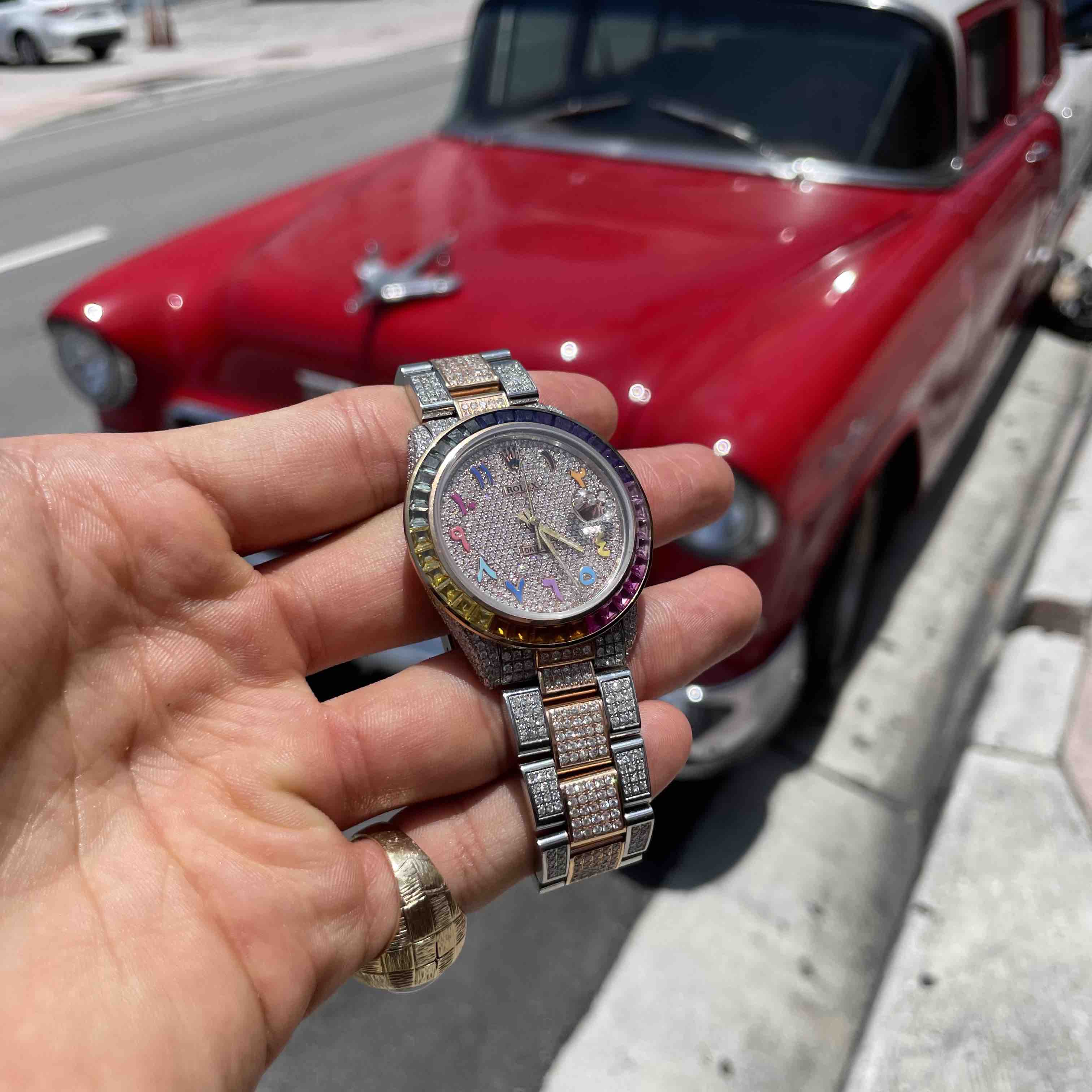 Iced Out Rainbow Rolex