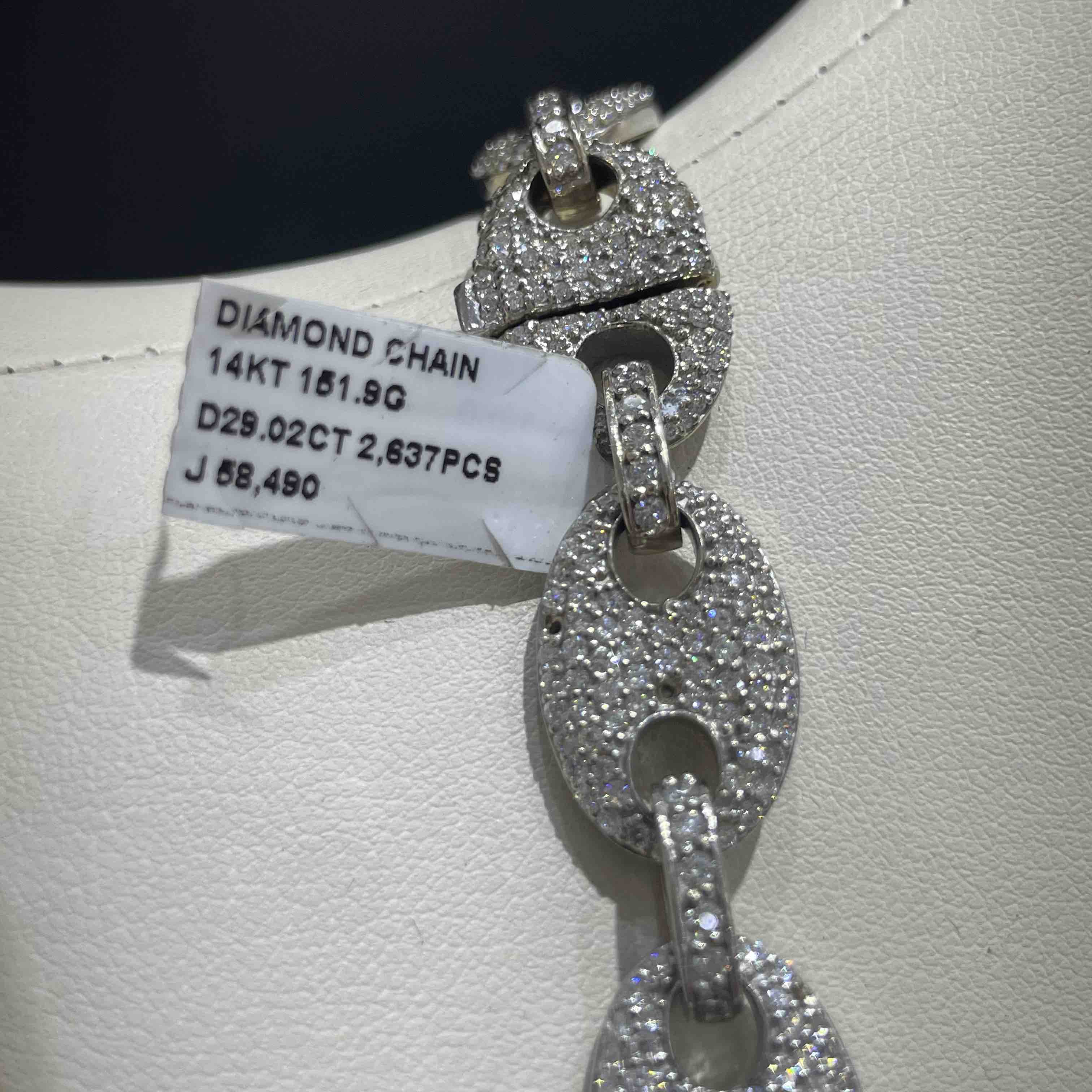 14k White Gold Gucci Link Chain Iced Out
