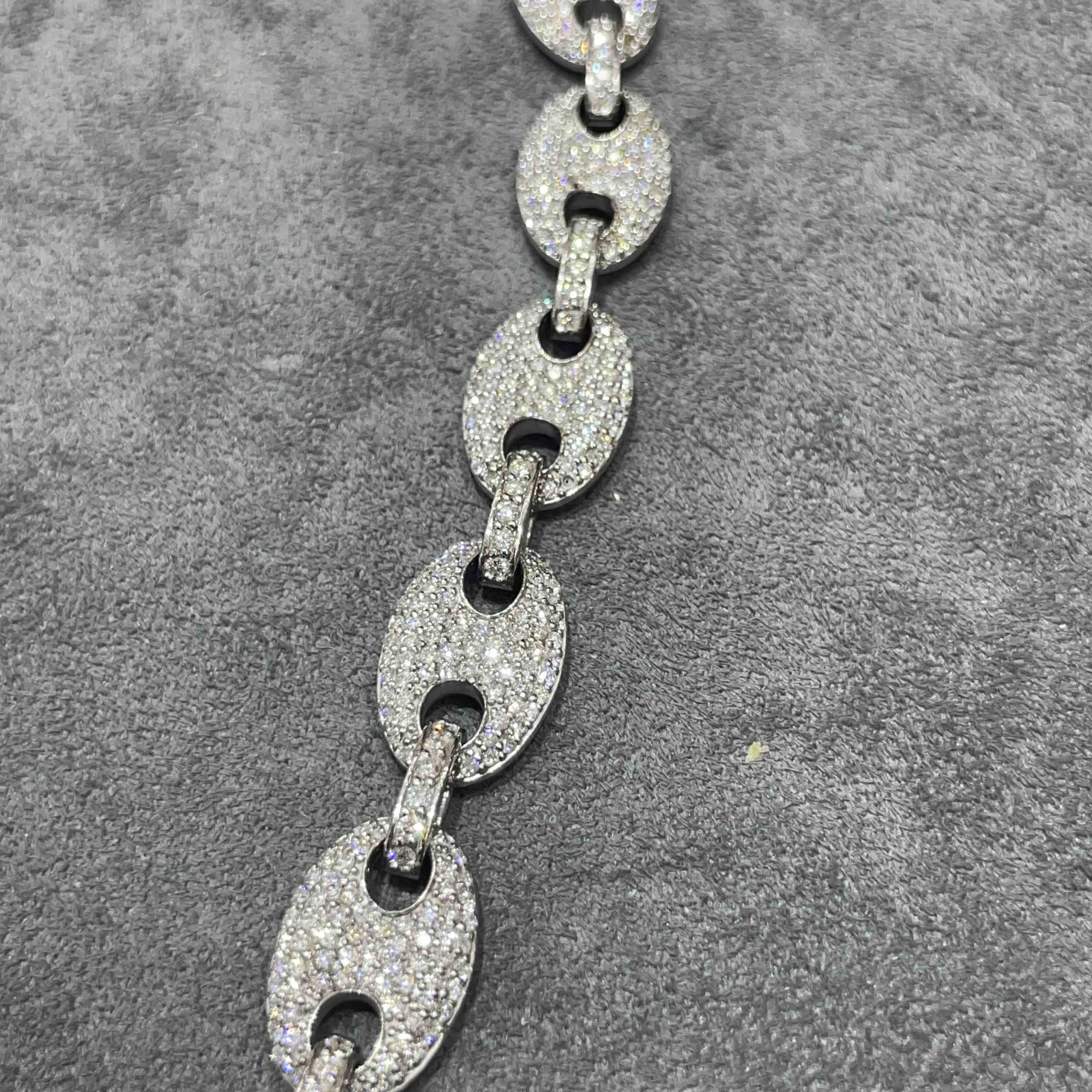14k White Gold Gucci Link Chain Iced Out