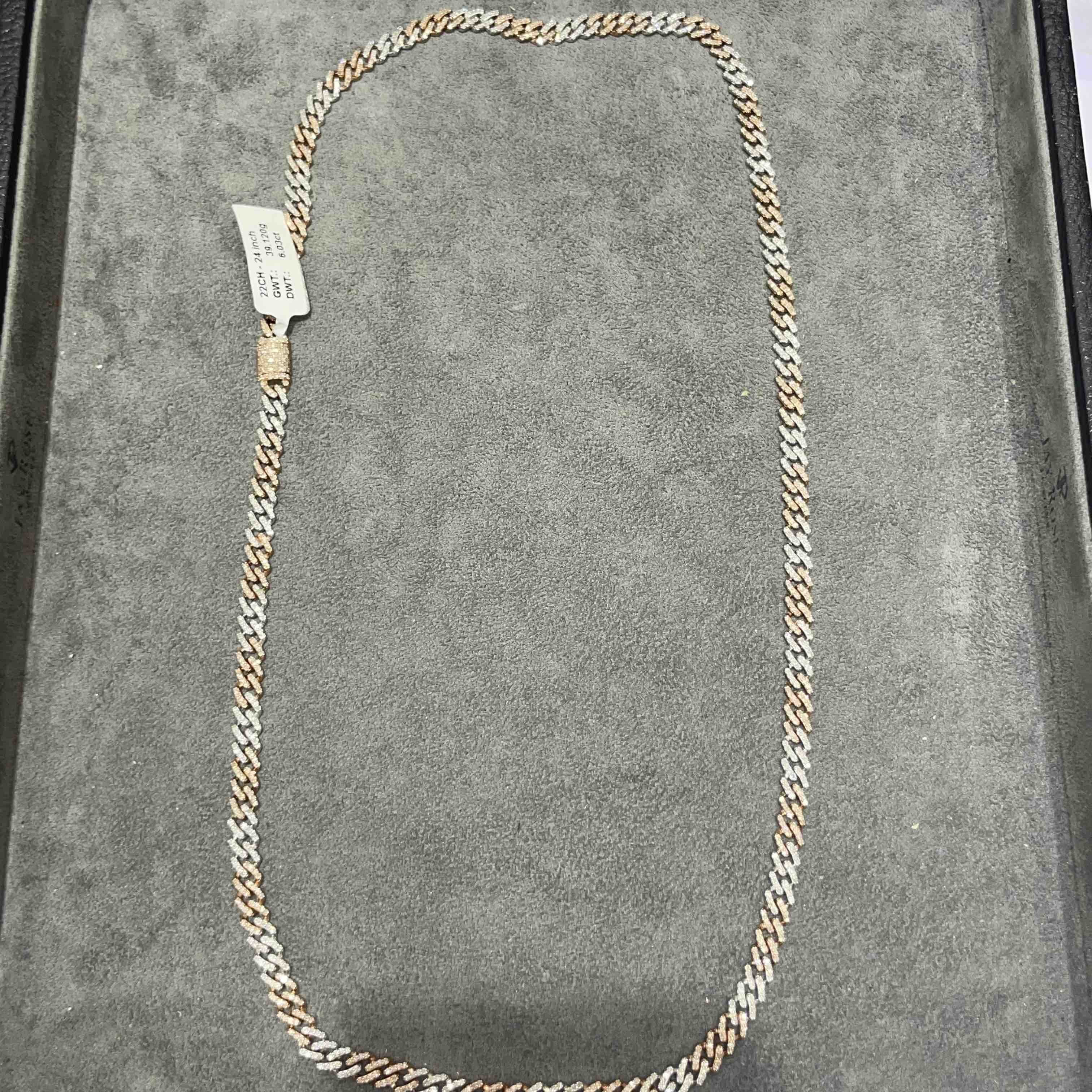 10k Rose Two Tone 5MM Miami Cuban Link Chain Iced Out