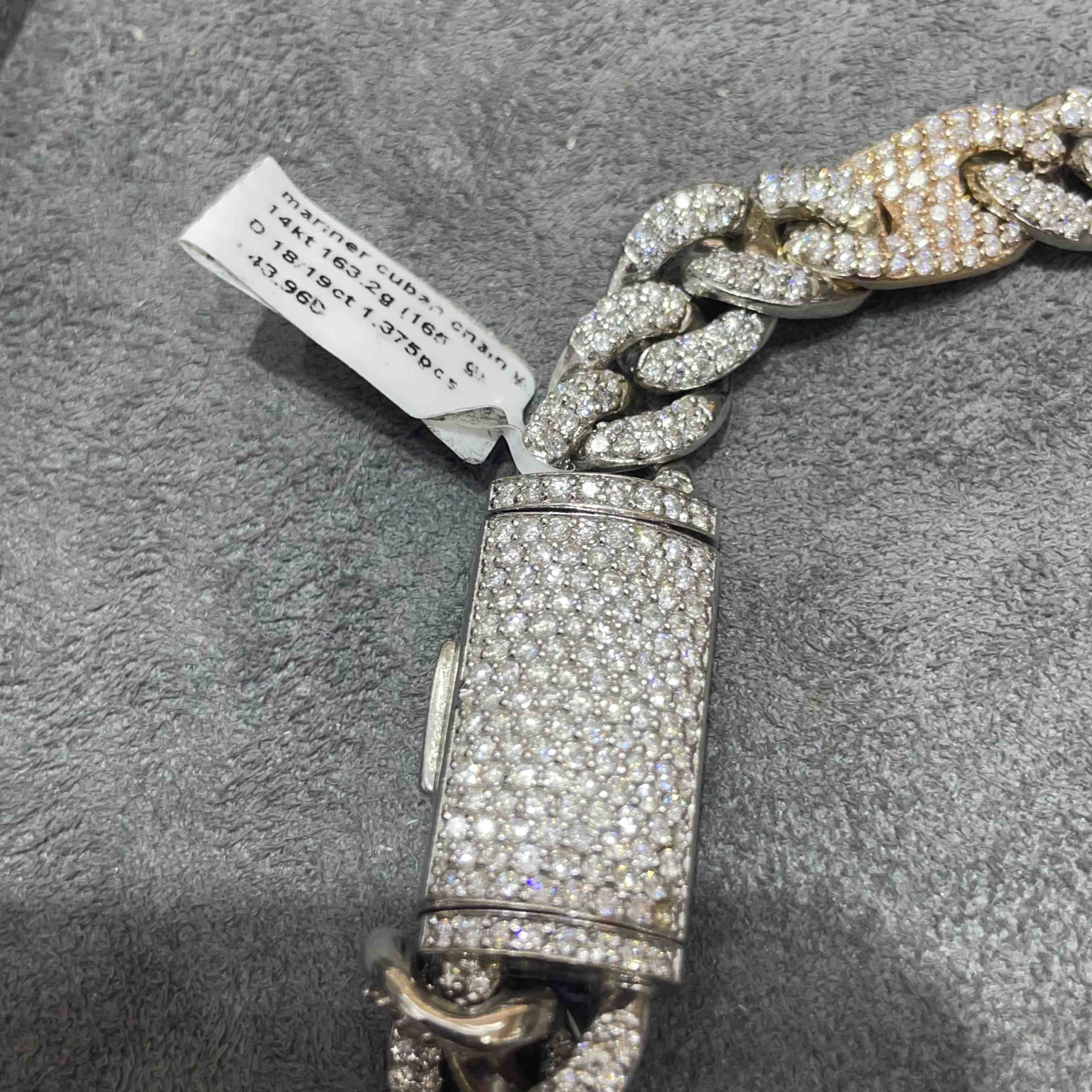 14k Bust Down Mariner Cuban Chain Rose 163 Grams | 19 ct | Two Tone