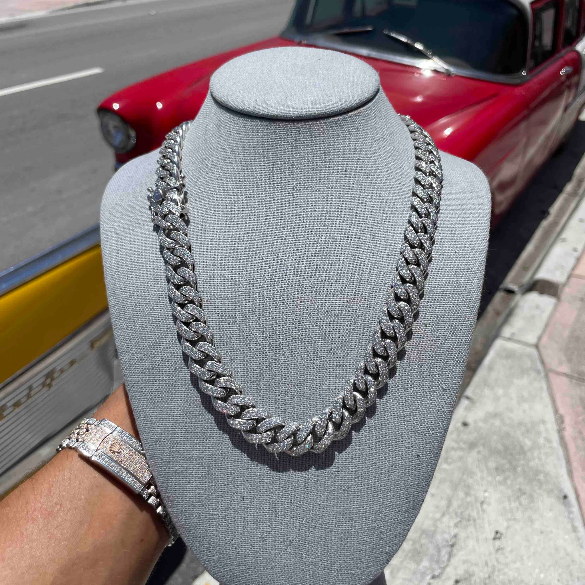 14K ICED OUT CUBAN LINK VVS1 22INCH 241 Grams