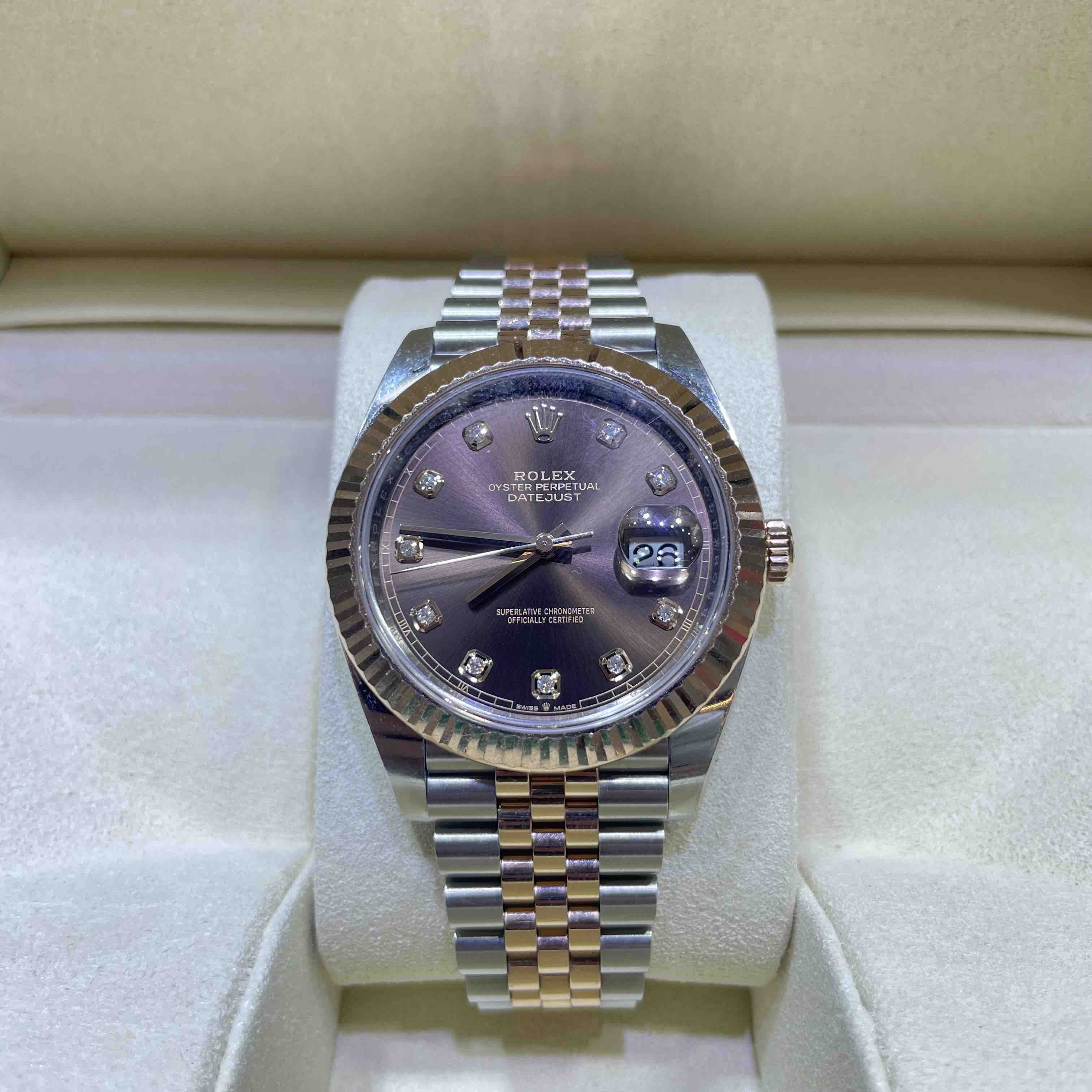 41mm Rolex Datejust Steel Everose Chocolate Diamond Dial BRAND NEW