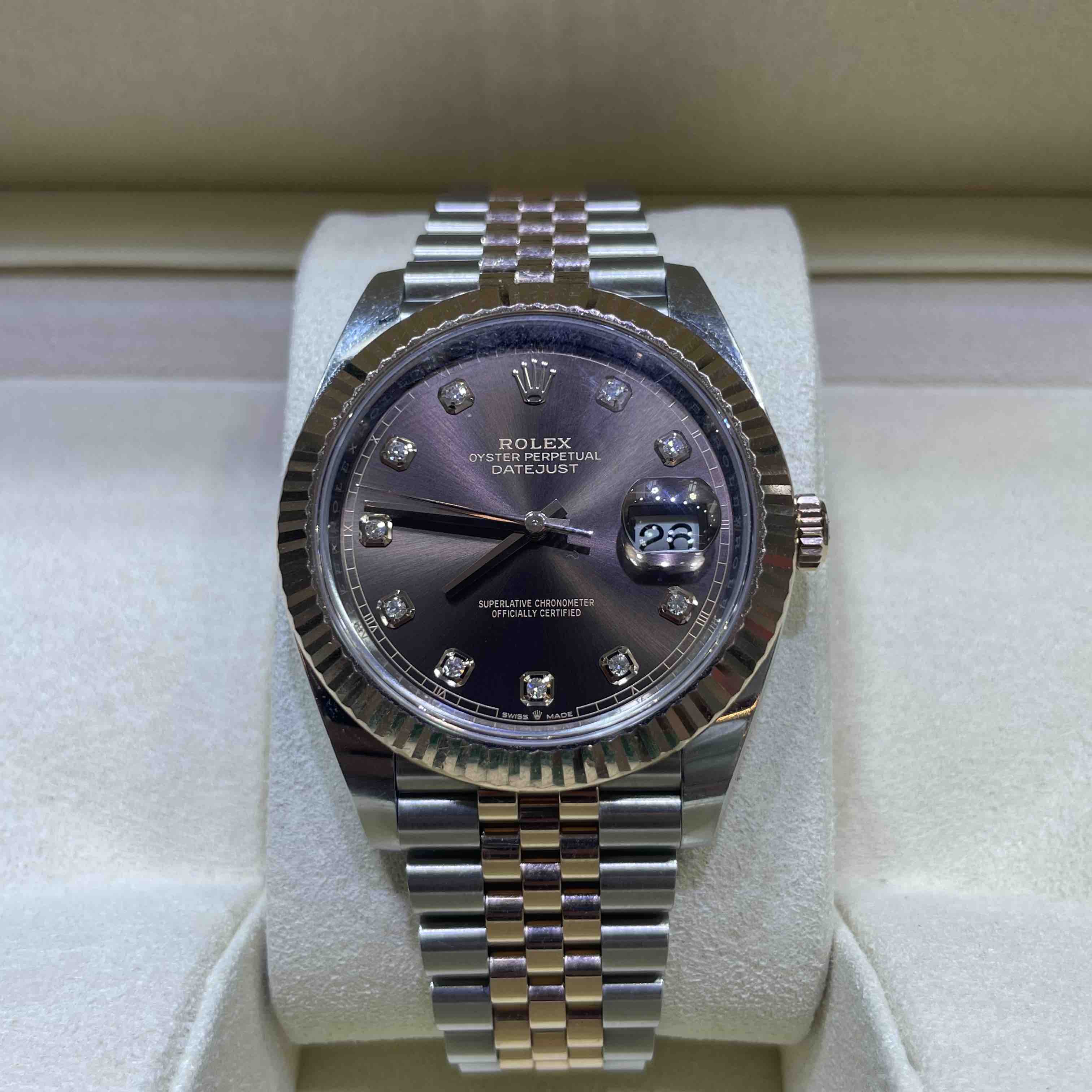 41mm Rolex Datejust Steel Everose Chocolate Diamond Dial BRAND NEW