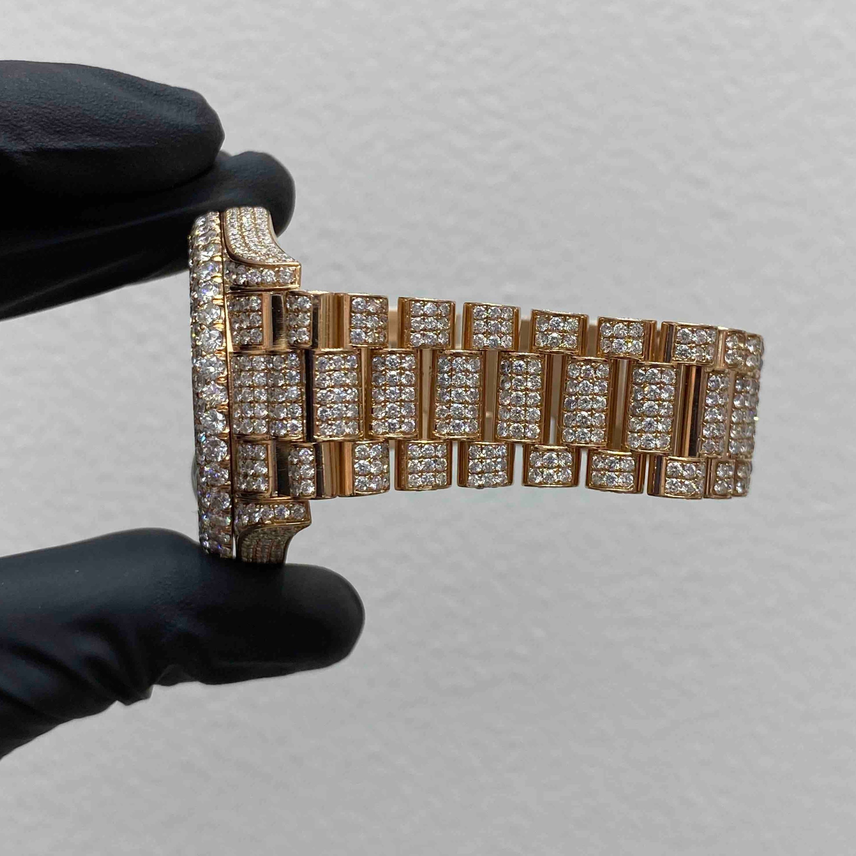 41mm Iced Out Rolex Presidential Day Date Rose Gold VVS