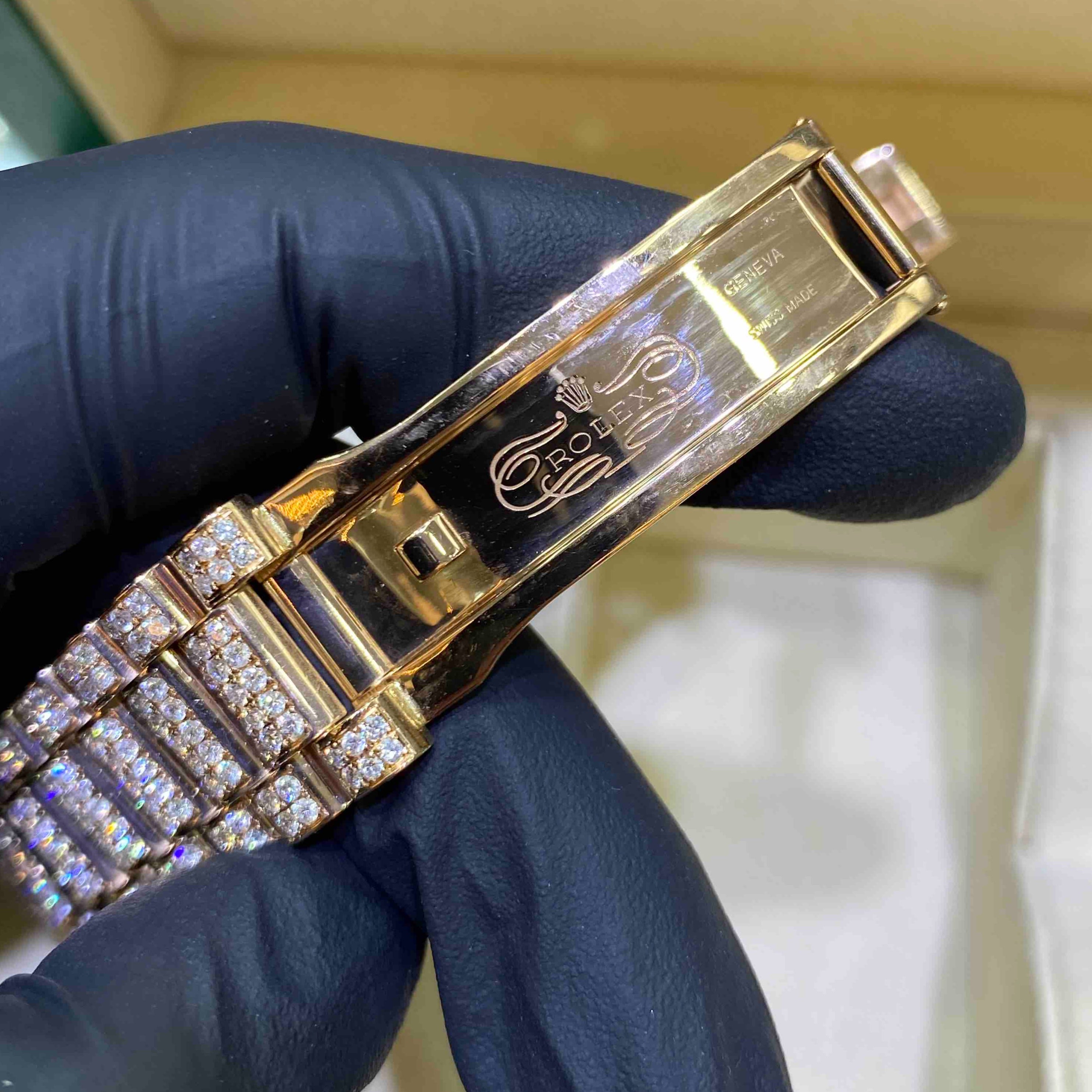 41mm Iced Out Rolex Presidential Day Date Rose Gold VVS