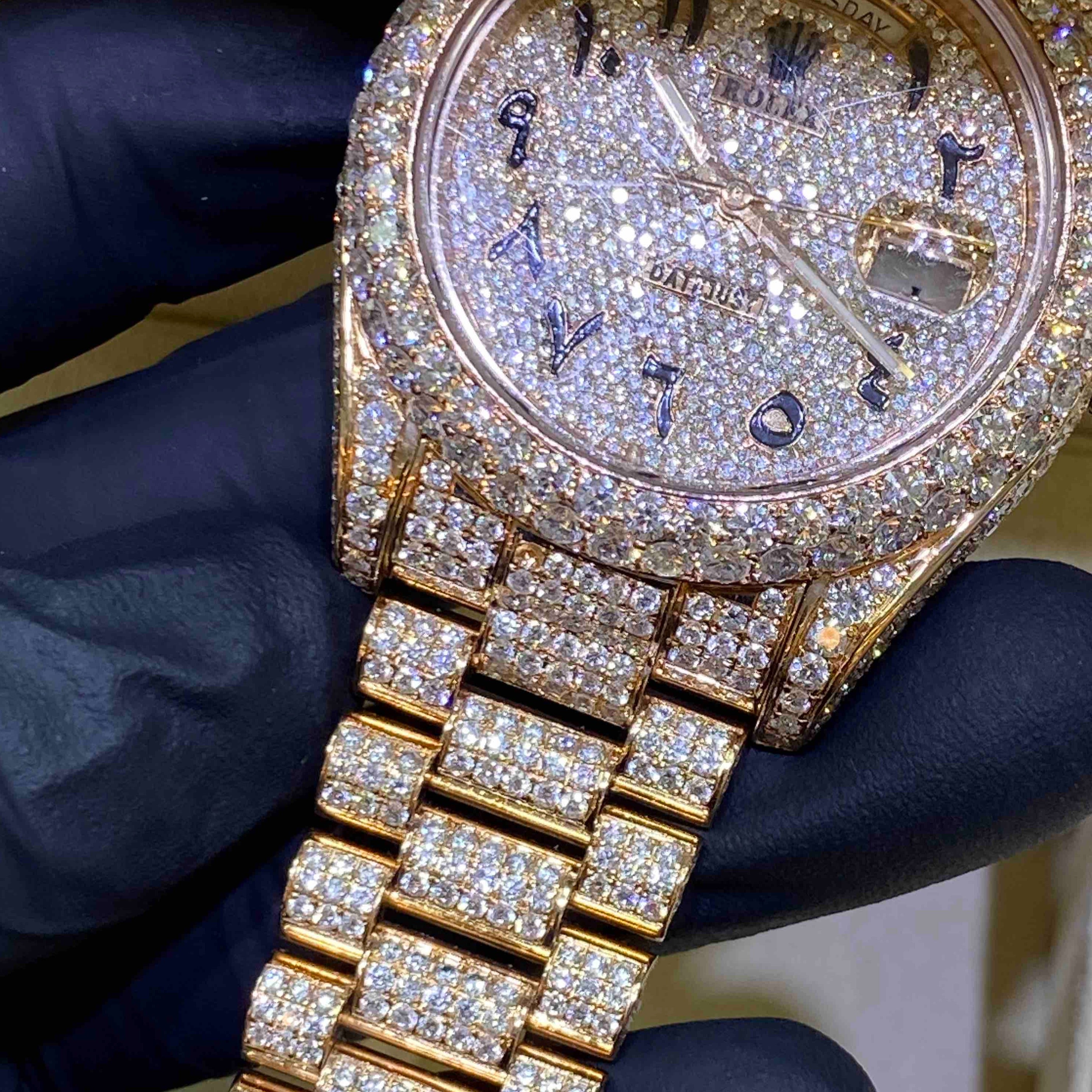 41mm Iced Out Rolex Presidential Day Date Rose Gold VVS