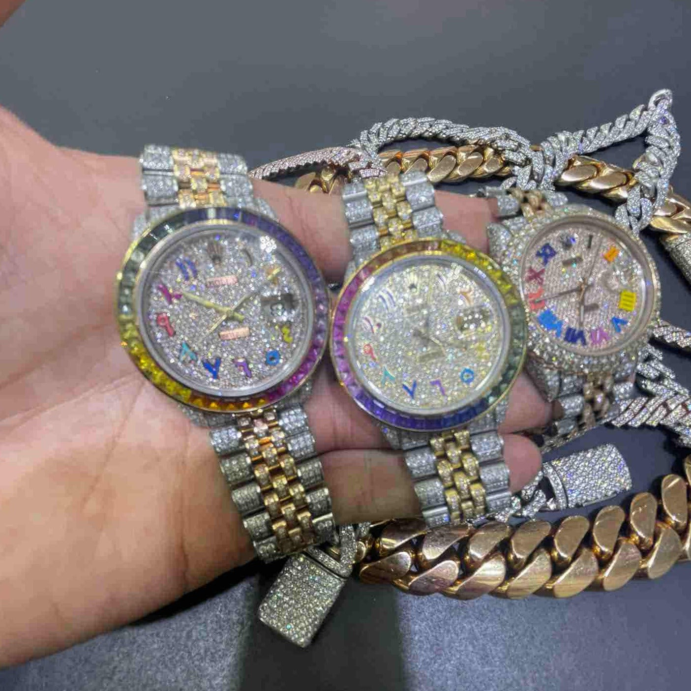 iced out rainbow rolex