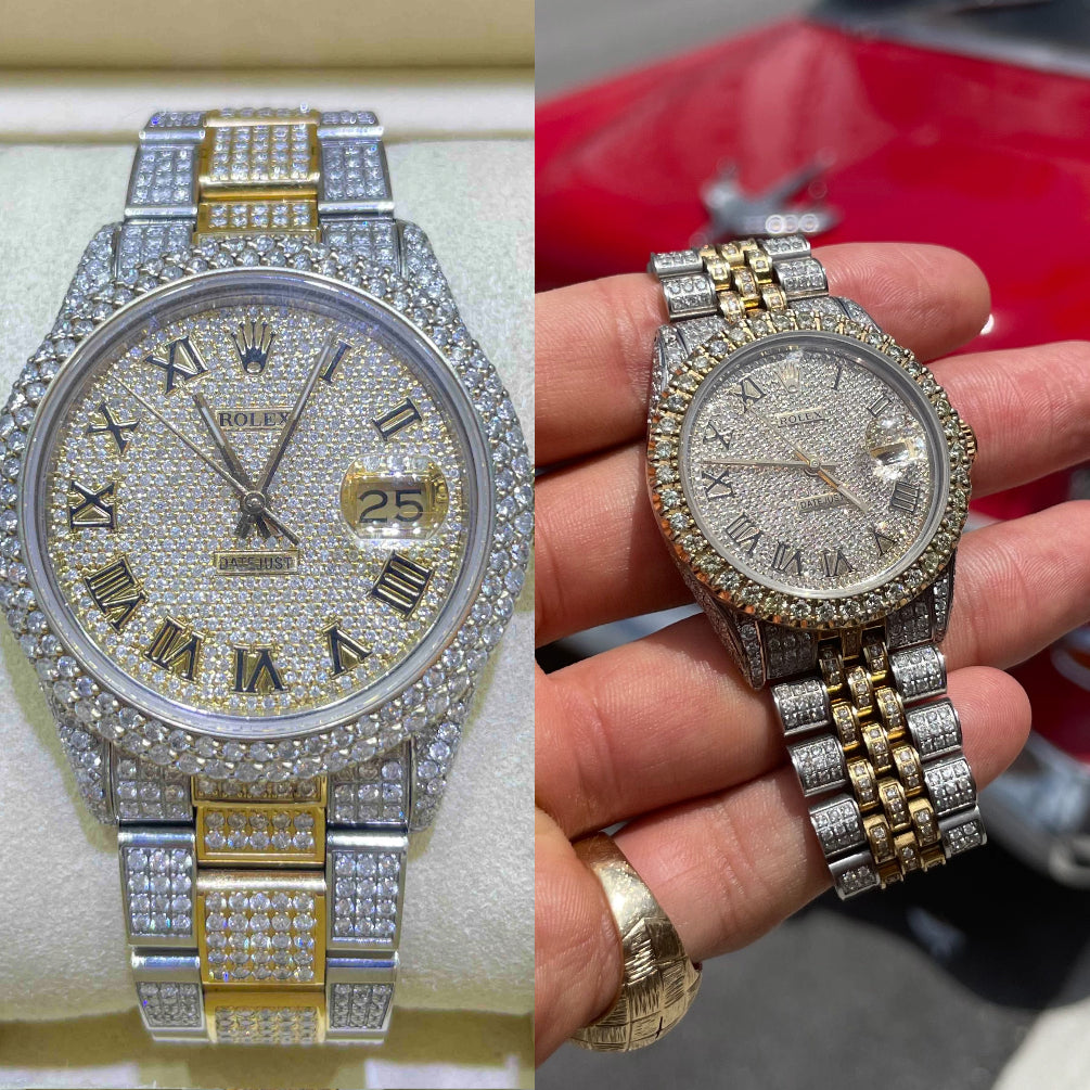 36mm Bust Down Rolex Yellow Two Tone VS1 Roman Dial