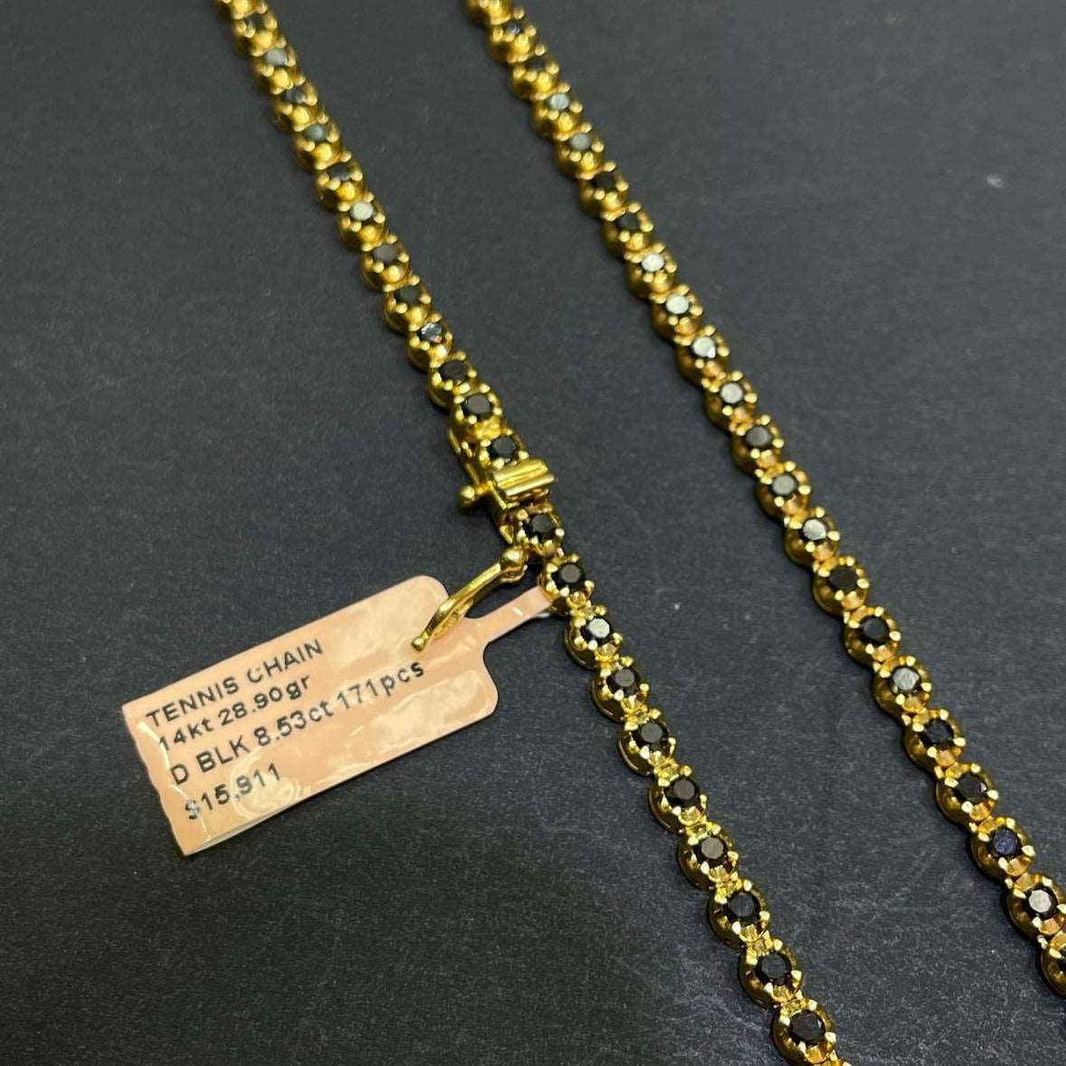 14k Black Diamond Tennis Chain