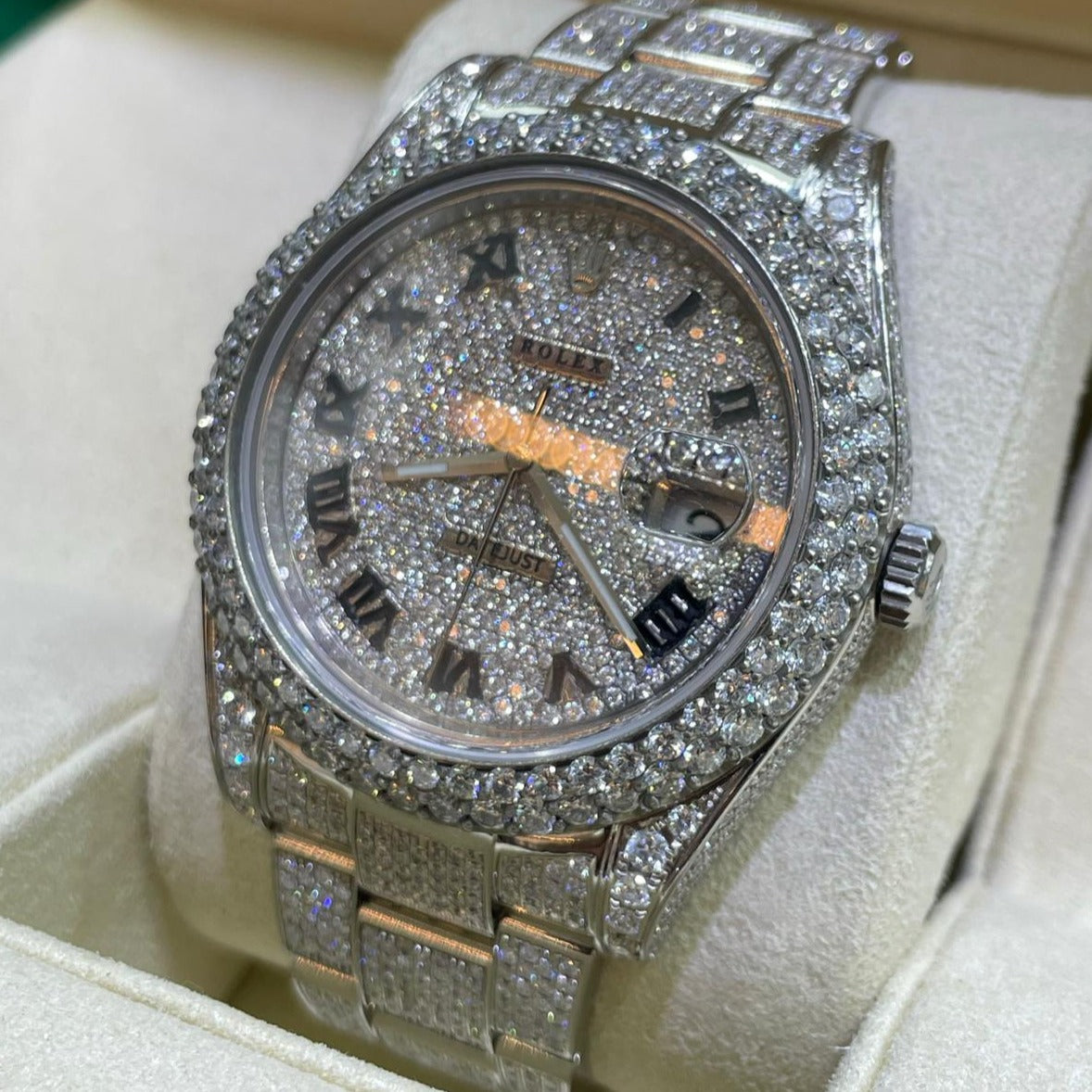 Iced Out Rolex Datejust Stainless Steel - Main Image