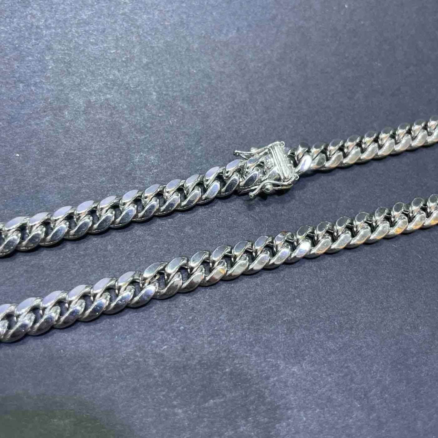10k 6MM White Gold Cuban Link Chain