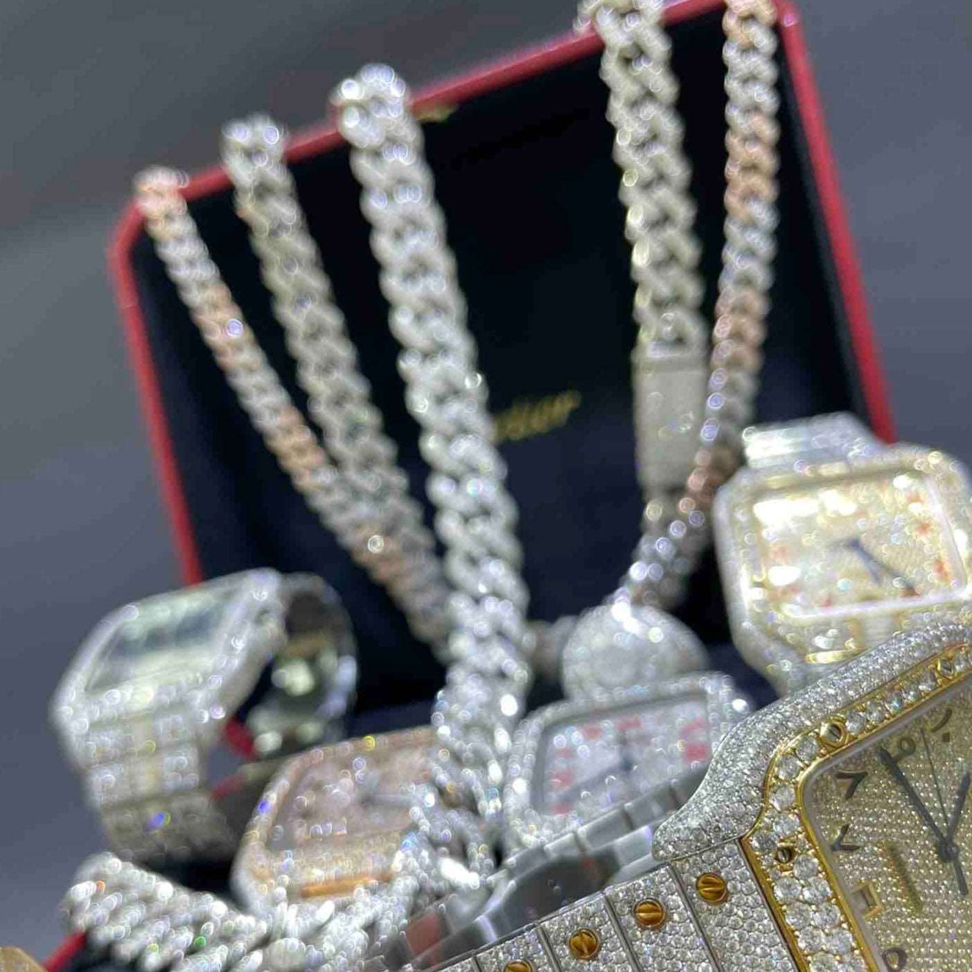 White Gold Iced Bust Down Chain