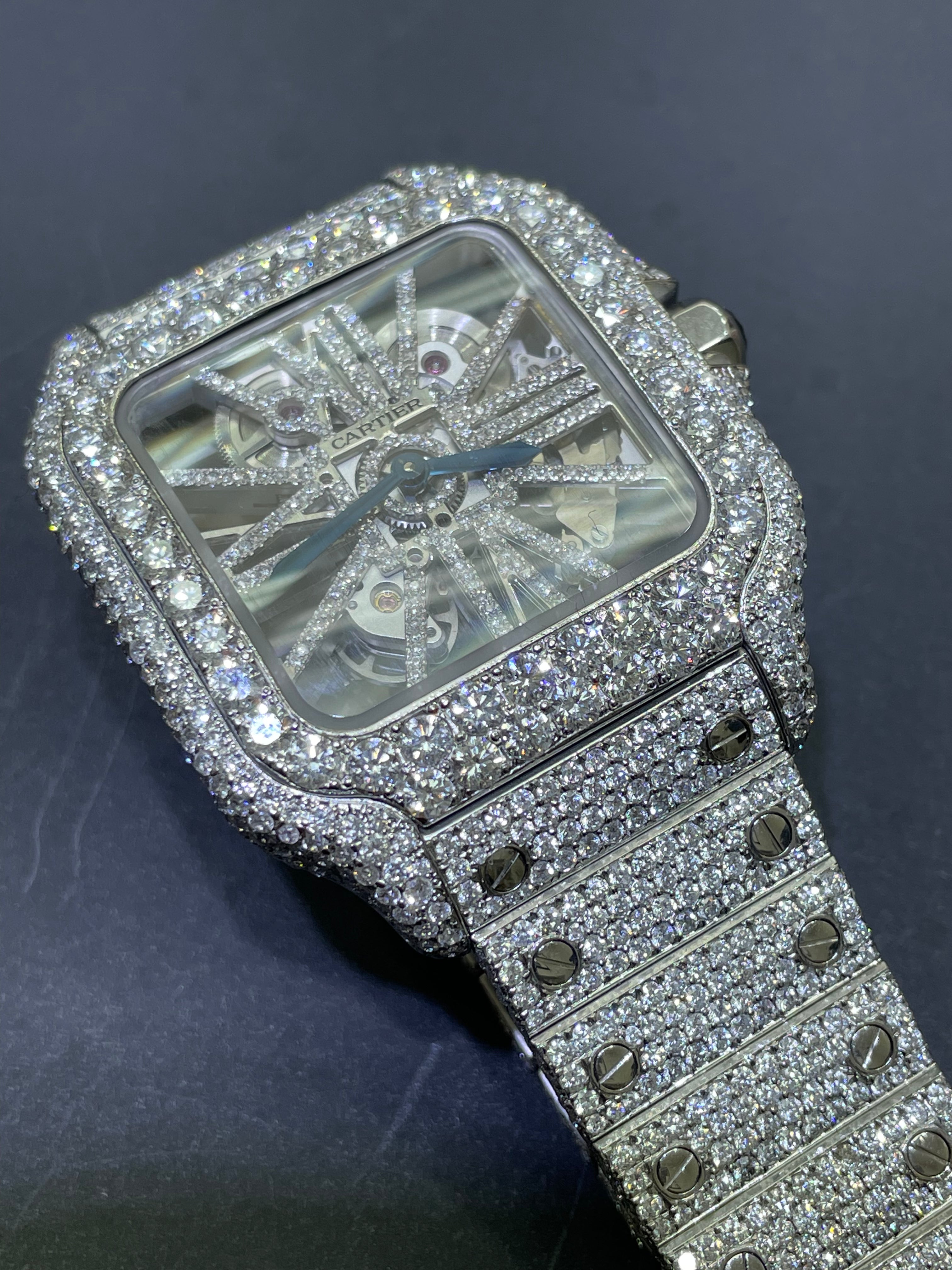 Iced Out Cartier Skeleton watch