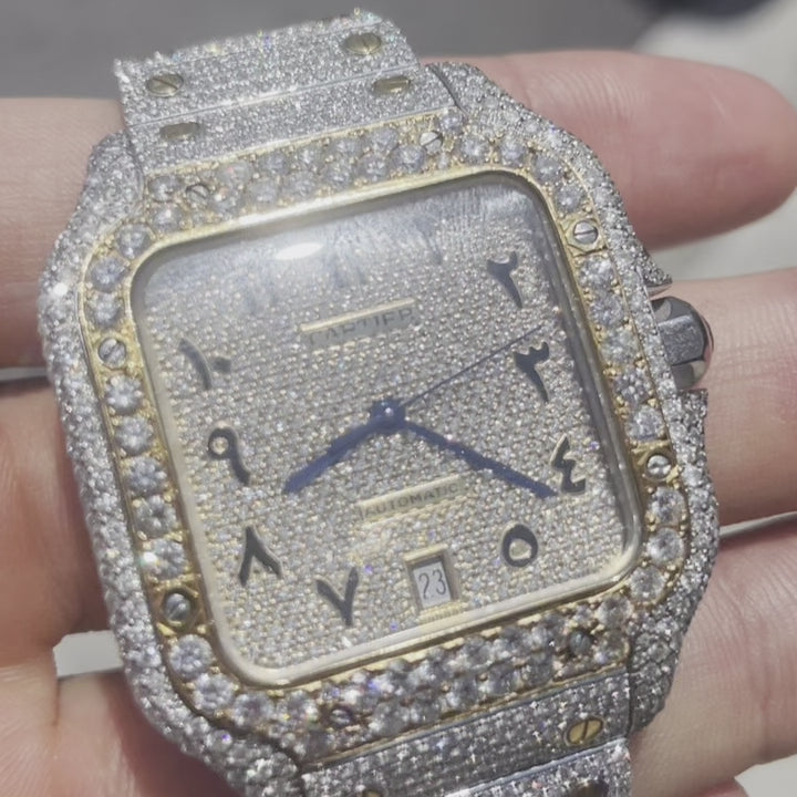 Cartier Santos Iced Out Arabic Watch