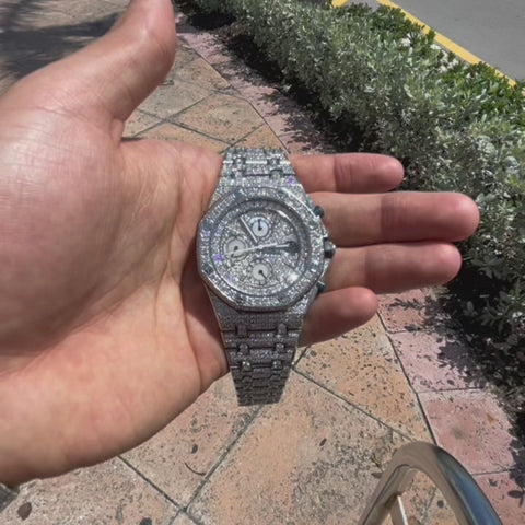 43mm Audemars Piguet “AP” Fully Iced Bust Down Watch 30 carats Vs1