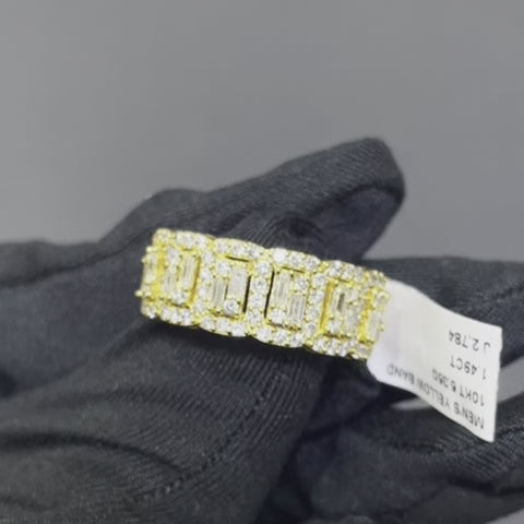 mens iced out ring yellow
