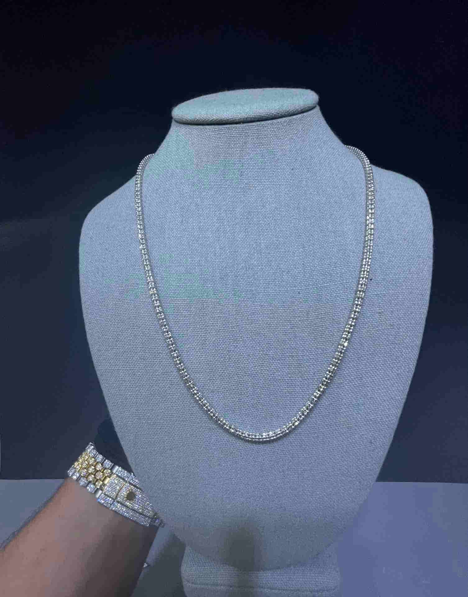 Diamond Cut White Gold Chain